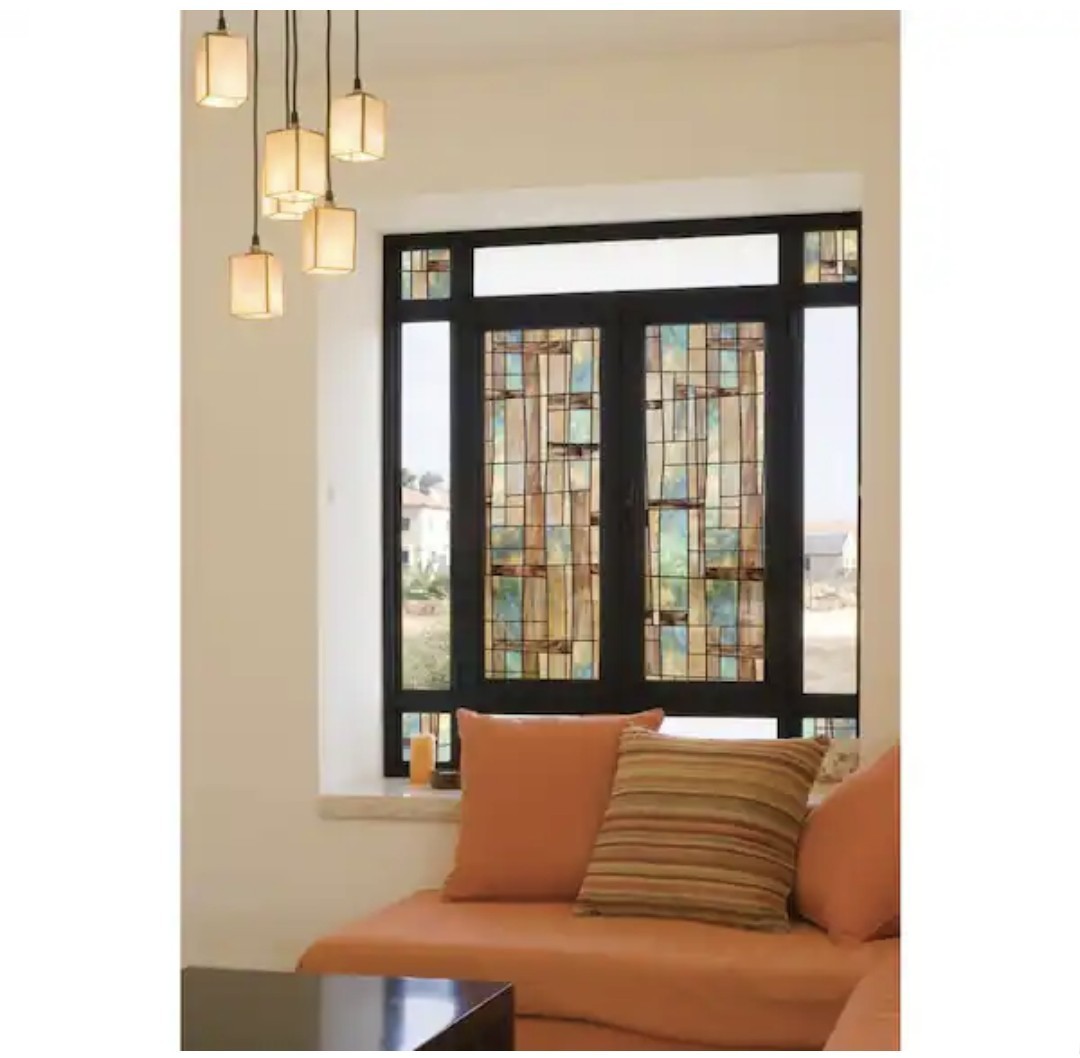 4 pack Glass Window Film Decorative Stained Etched Modern Artscape City Lights