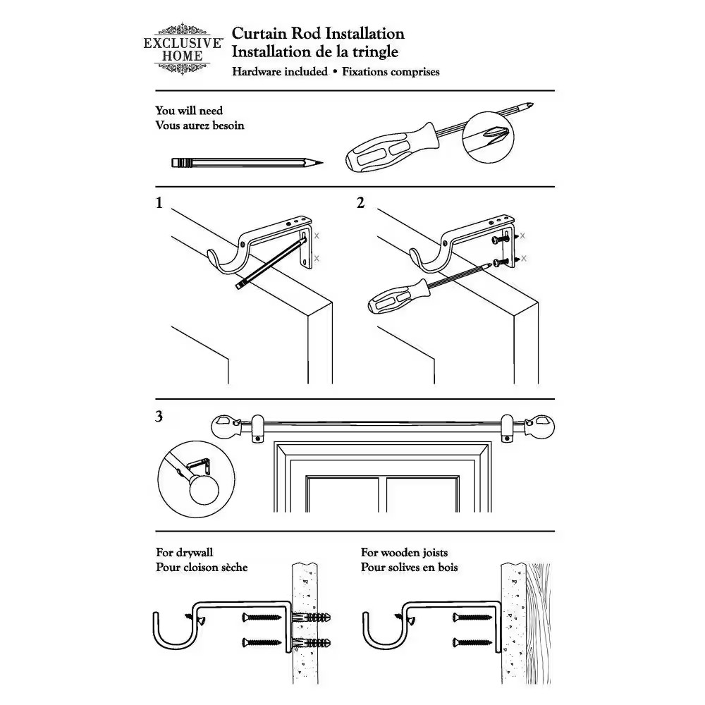 Topper Double 66 In. – 120 In. Adjustable 3/4 In. Double Curtain Rod Kit in Gunm