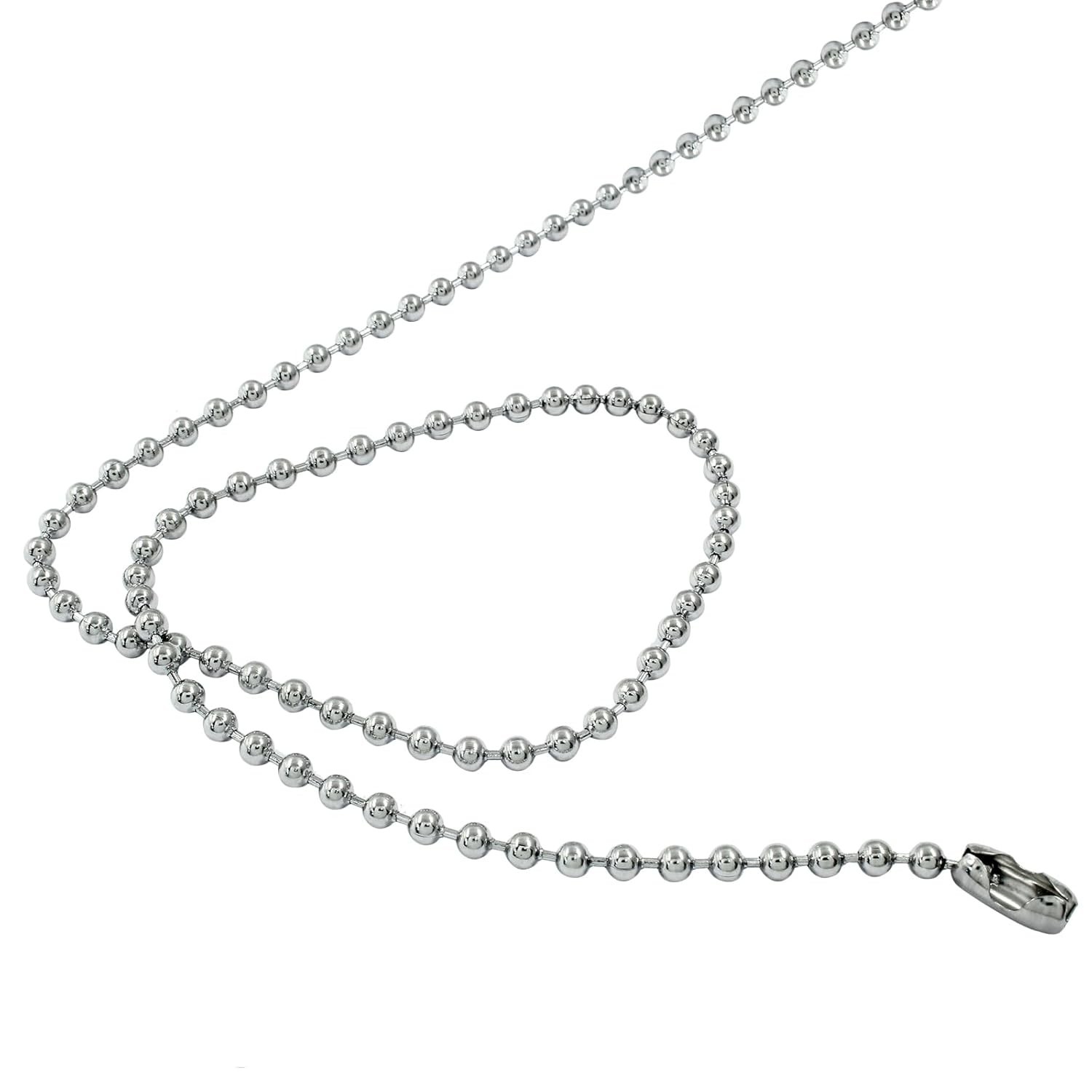 10 Feet Stainless Steel Ball Chain, 4.5mm Beaded Pull Chain Extension Dog Tag Ch