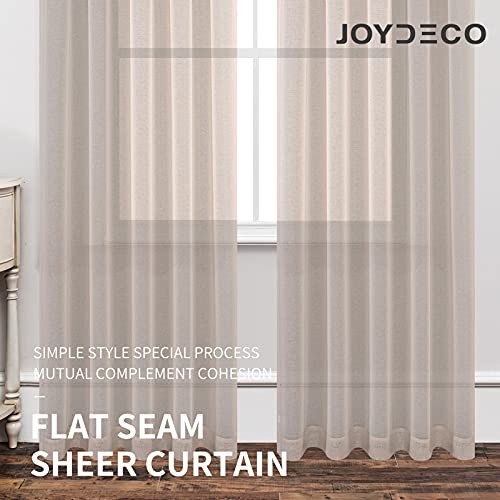 Sheer Curtains 63 Inch Length 2 Panels Set, Rod 54″W x 63″L (Pack of 2) Linen