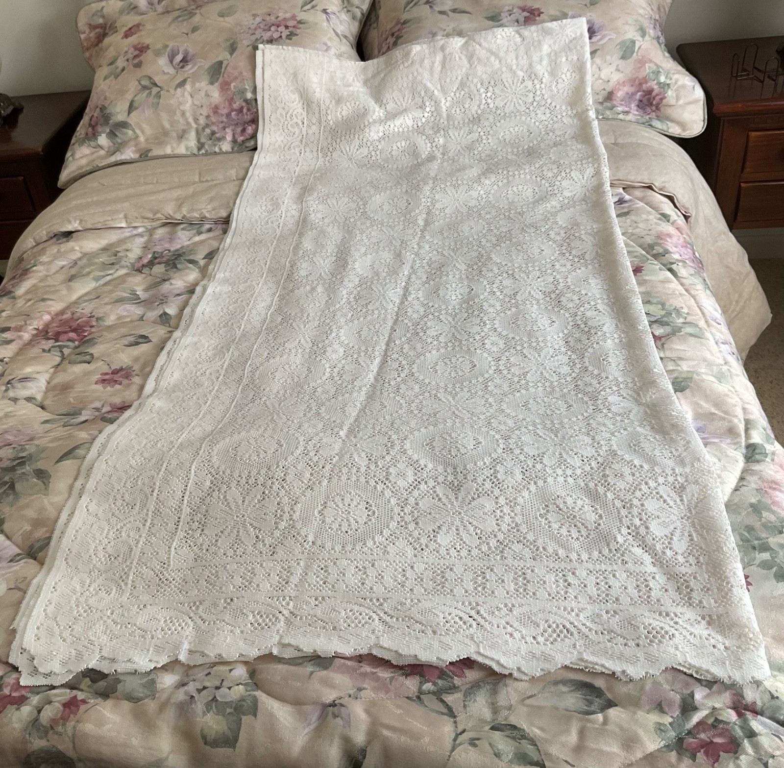 Ivory Lace Curtains 4 Panels, each 60” long & 58” wide excellent used condition