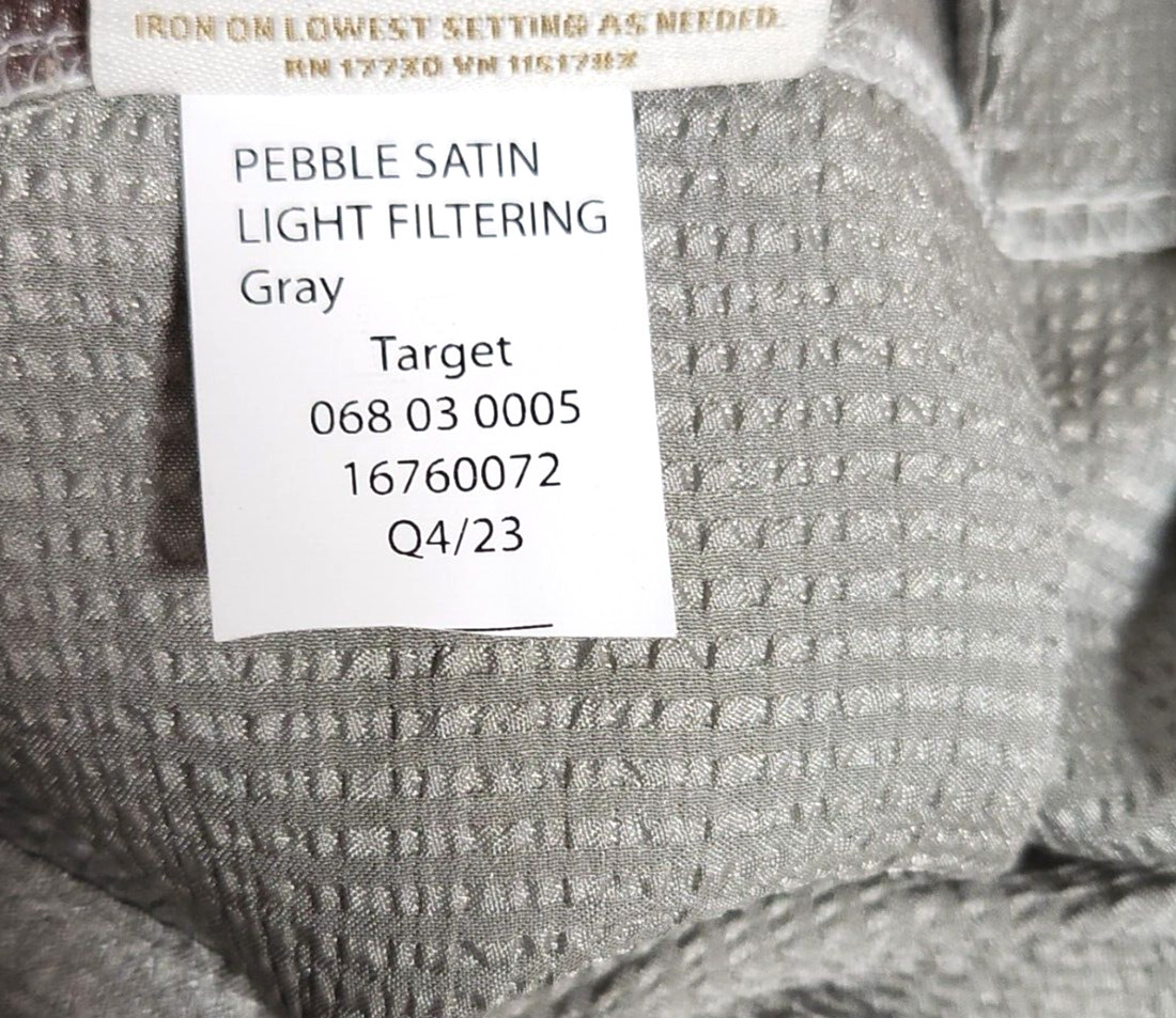 1 Pair 34 x 63 Threshold Light Filtering Pebble Satin Curtain Panels Grey
