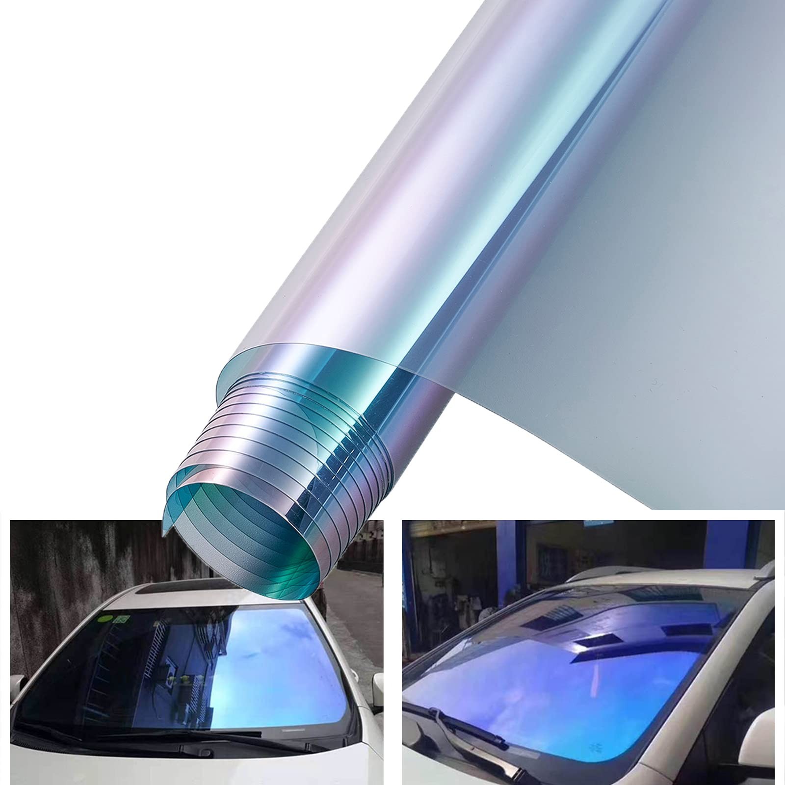 Dark Blue Chameleon Windshield Tint Car Window Foils Solar Protection Film Wi…