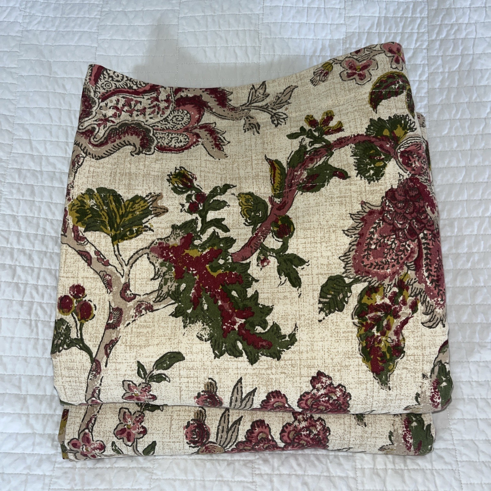 2 Rose Tree Palampore Floral Jacobean Lined Curtain Panels Burgundy 49×86”
