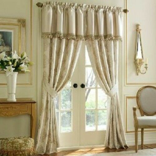 Waterford Luxury Window Tailored Valance 55″x18″ DUNLOE Platinum Brushed Fringe