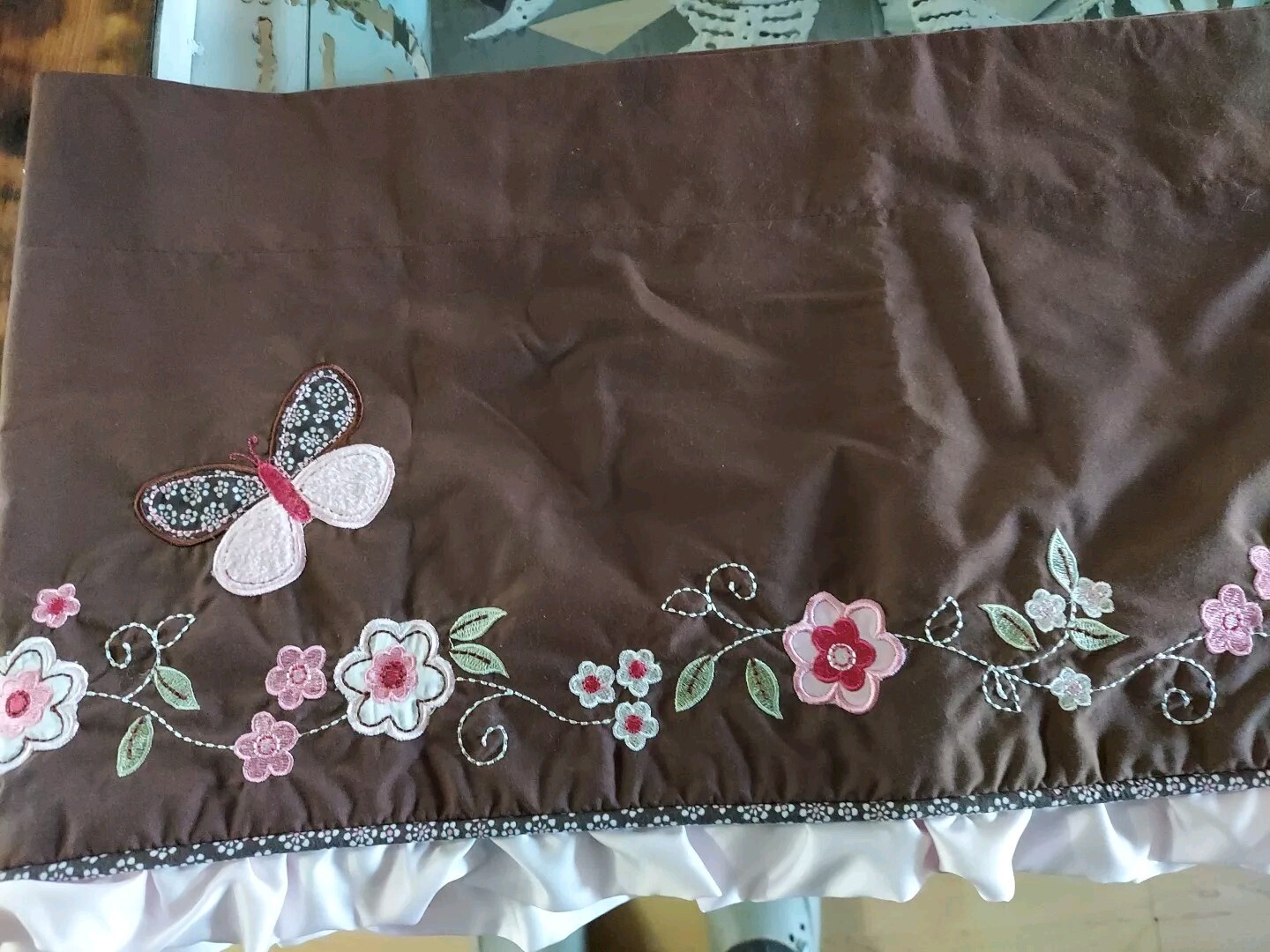 Brown And Pink Butterfly Valance