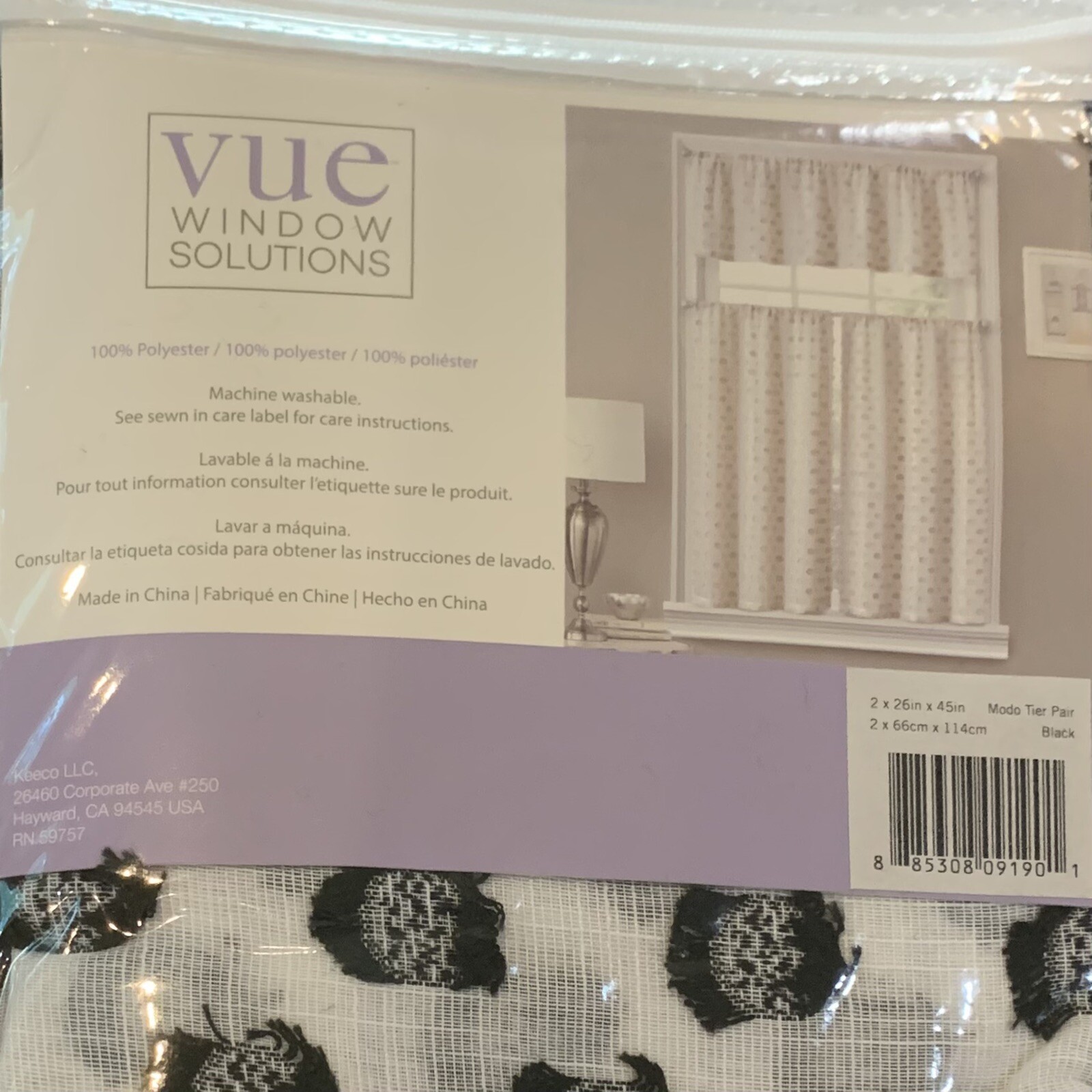 Vue Window Solutions Modo Window Curtain Tier Pair 26×45 in. Rod Pocket 1.5 in.