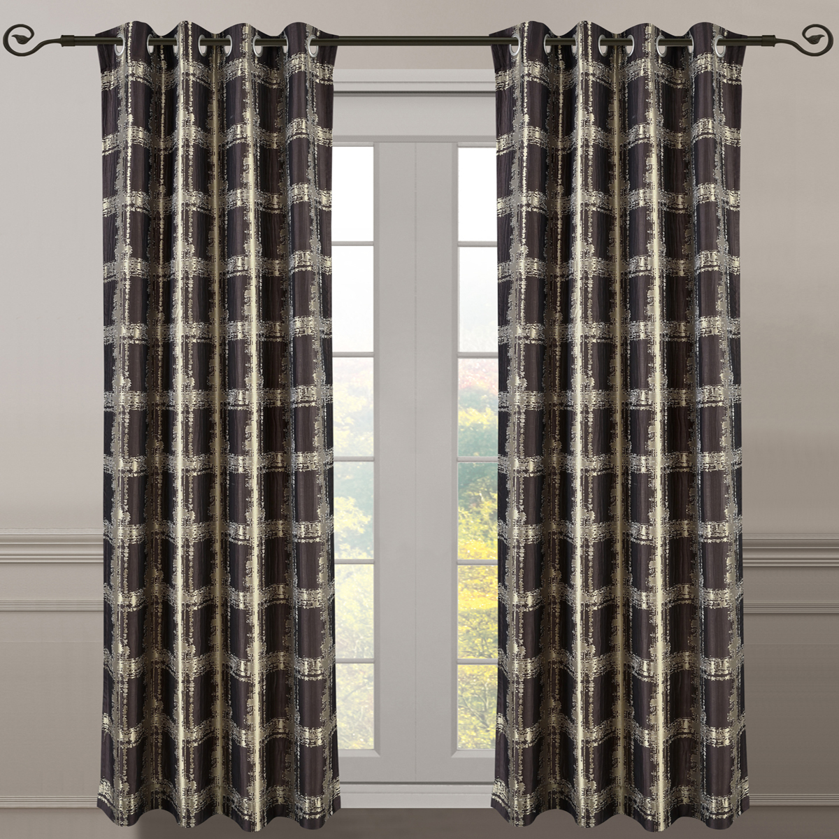 Studio (Pair) Top Grommet Abstract Jacquard Window Curtain Panel