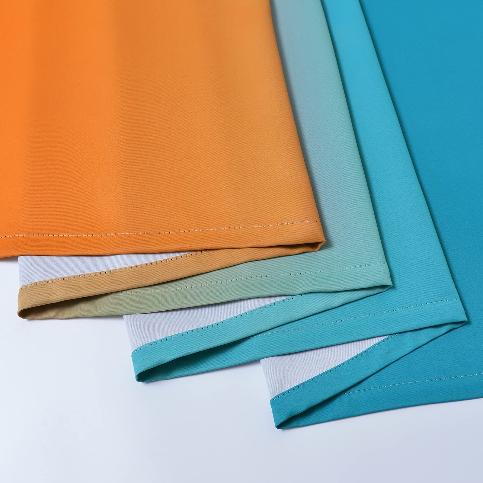 Ombre Orange and Blue Curtains for Bedroom, Gradient Room Darkening Curtains,…