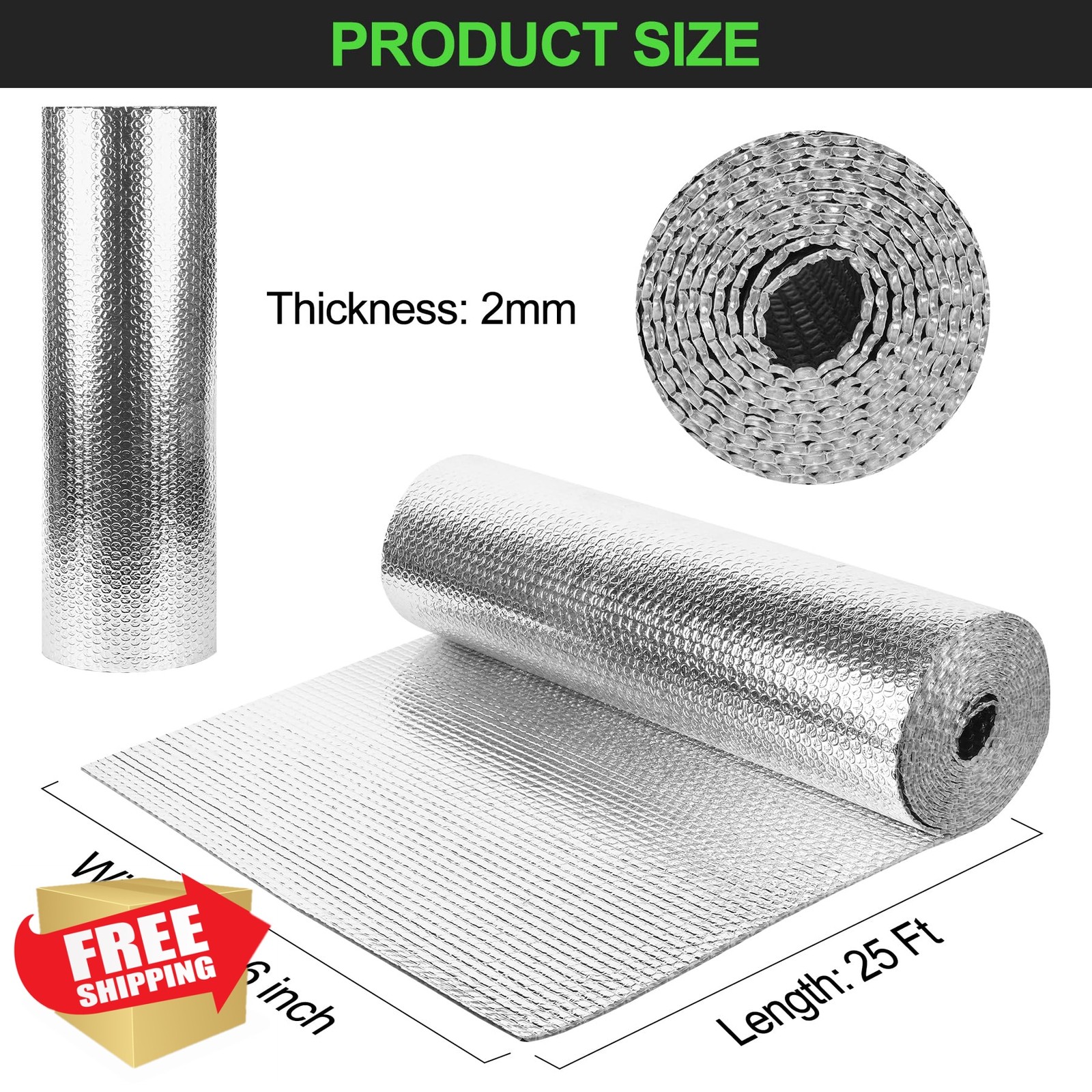 Reflective Aluminum Foil Wrap Insulation Sheet – 23.6in x 25ft Double Bubble …