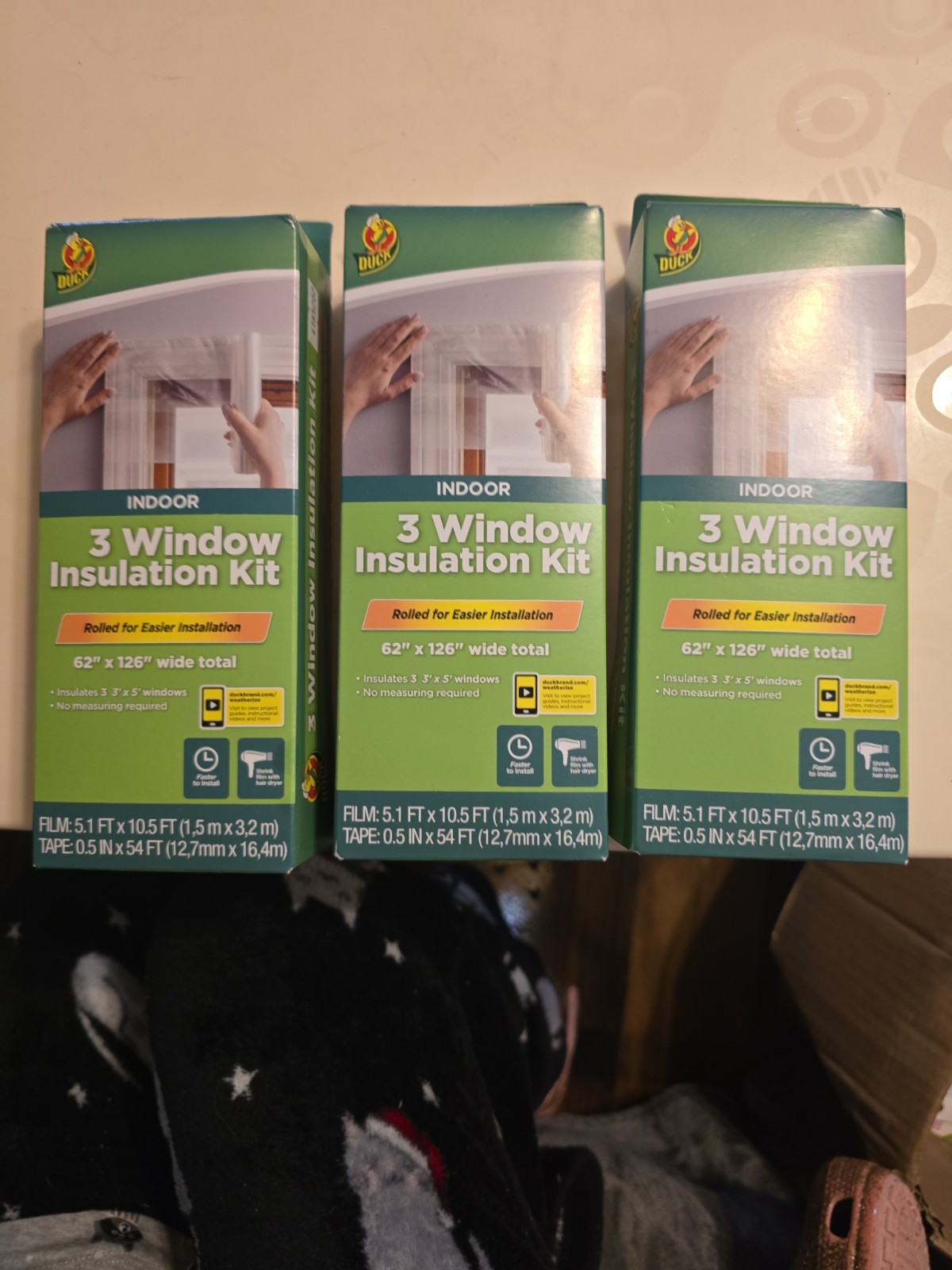 Duck Max Strength 62 in. x 126 in. Rolled Window Insulation Film Kit 3 Packs