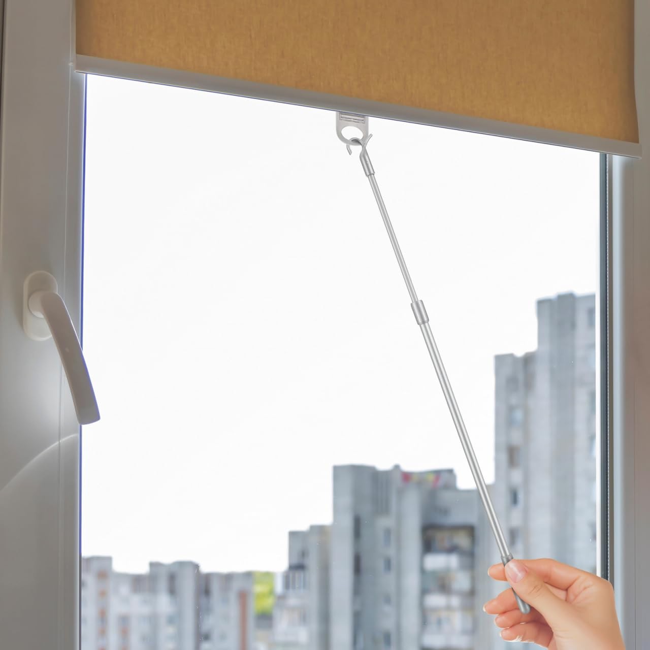 Blind Wand Replacement 23.62In Telescopic Vertical Blinds Rod with Hook Windo…