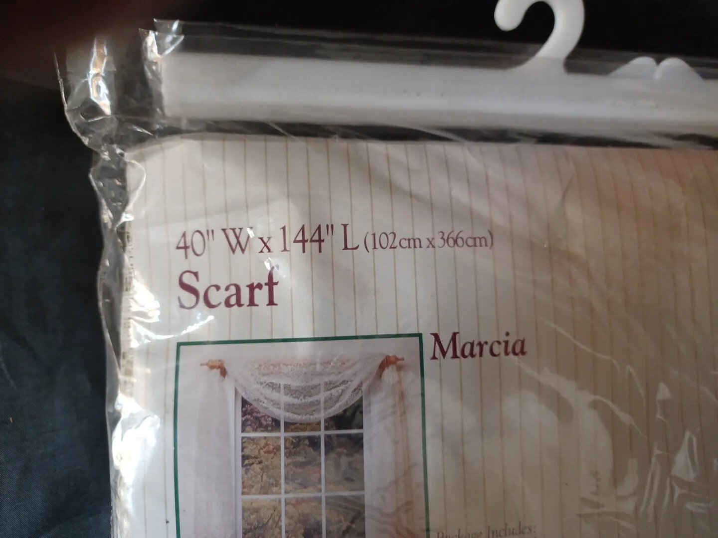 VINTAGE NOS WINDOW SCARF LACE EGGSHELL CREAM MARCIA GRAND MANOR 40″ W X 144 ” L