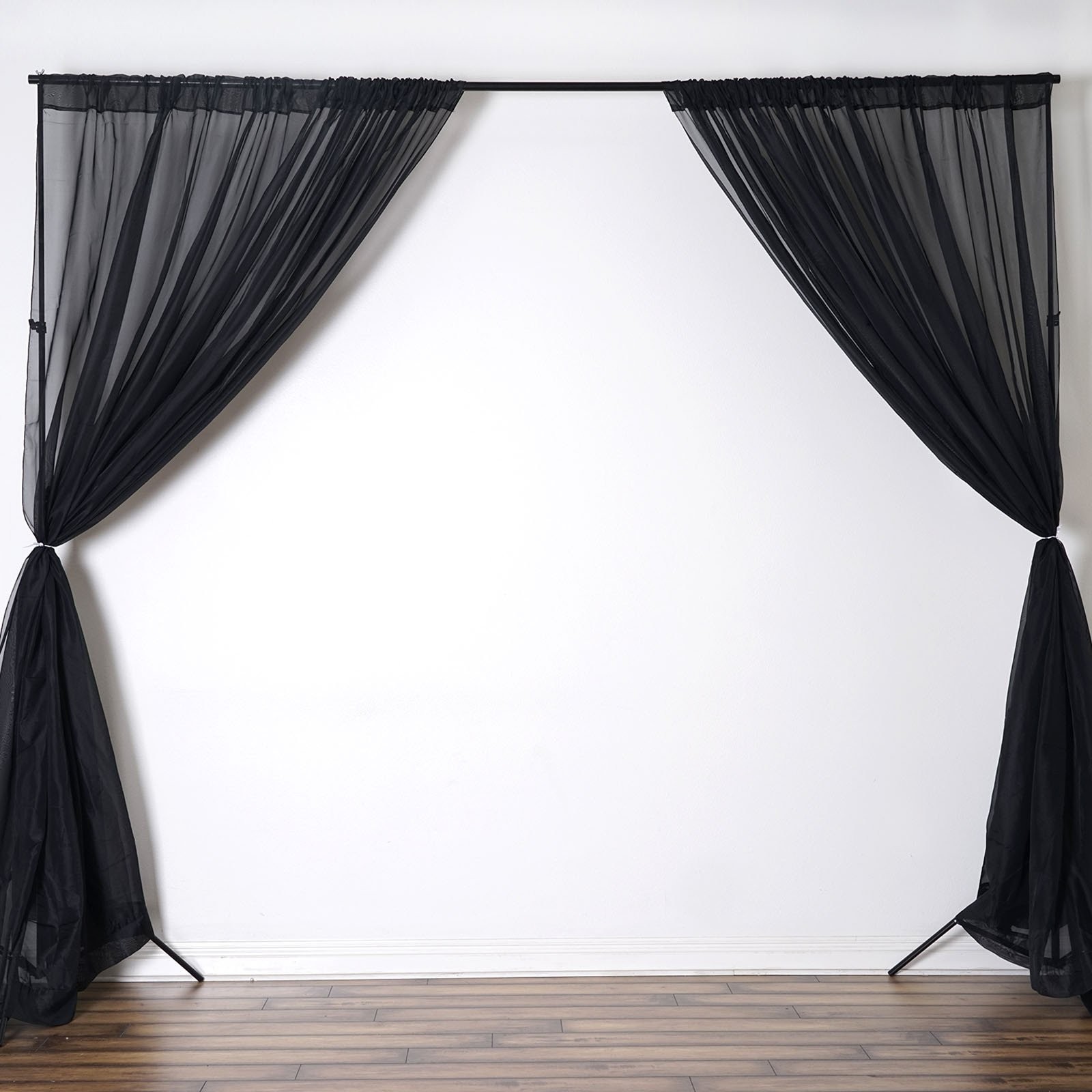 Black 10 x 10 ft Voile BACKDROP CURTAINS 2 Panels 5×10 ft Home Party Decorations