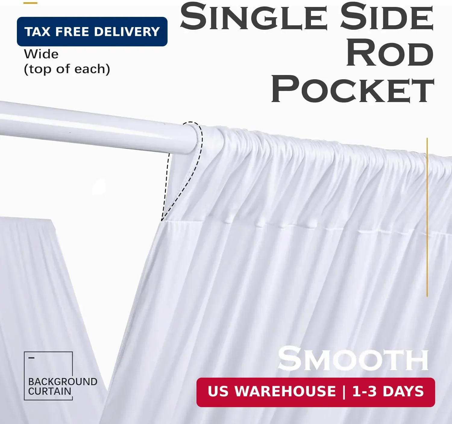 2 Panels 5ft(W) x 20ft(H) White Ceiling Drapes for Wedding Parties – 20 FT Extra