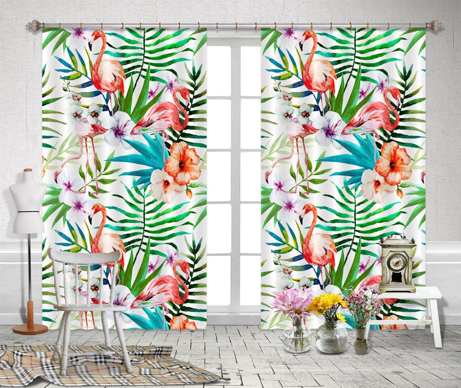 3D Flamingo Petals ZHUA861 Photo Curtain Window Blockout Fabric Amy 2023