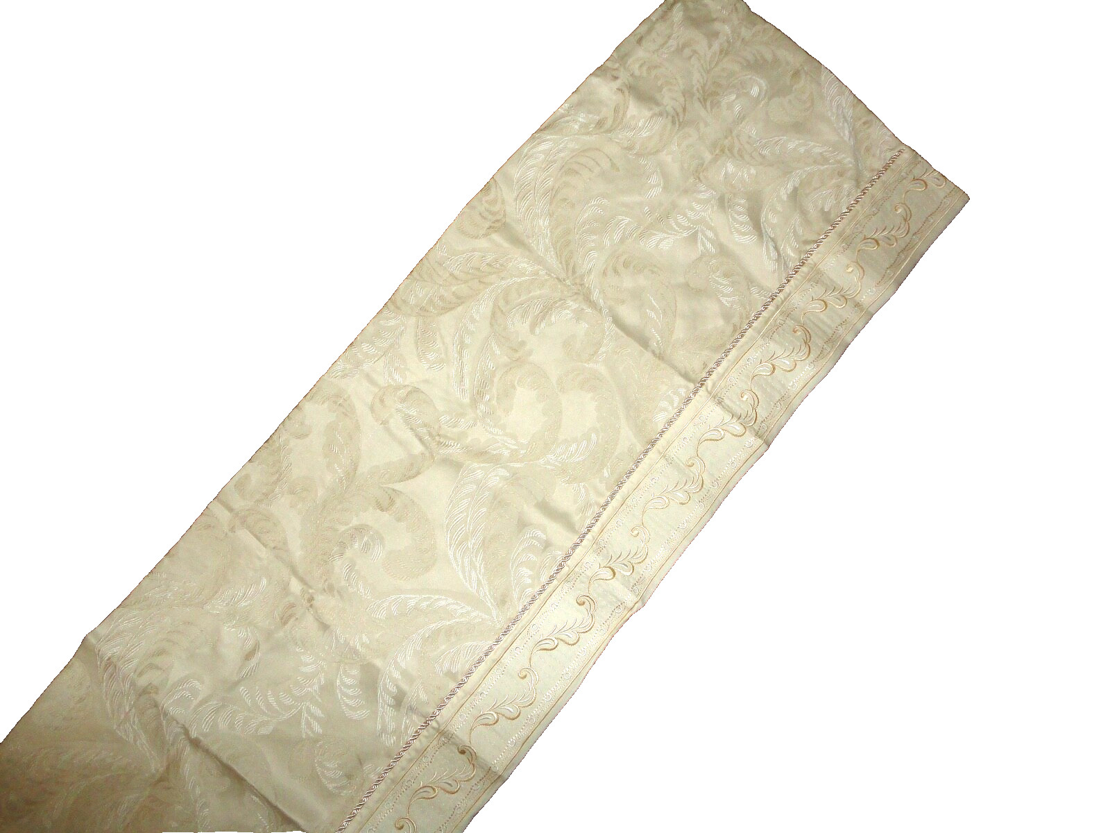 CHRIS MADDEN HOTEL IVORY EMBROIDERED PAISLEY CORDED (1) LINED VALANCE 76 X 17