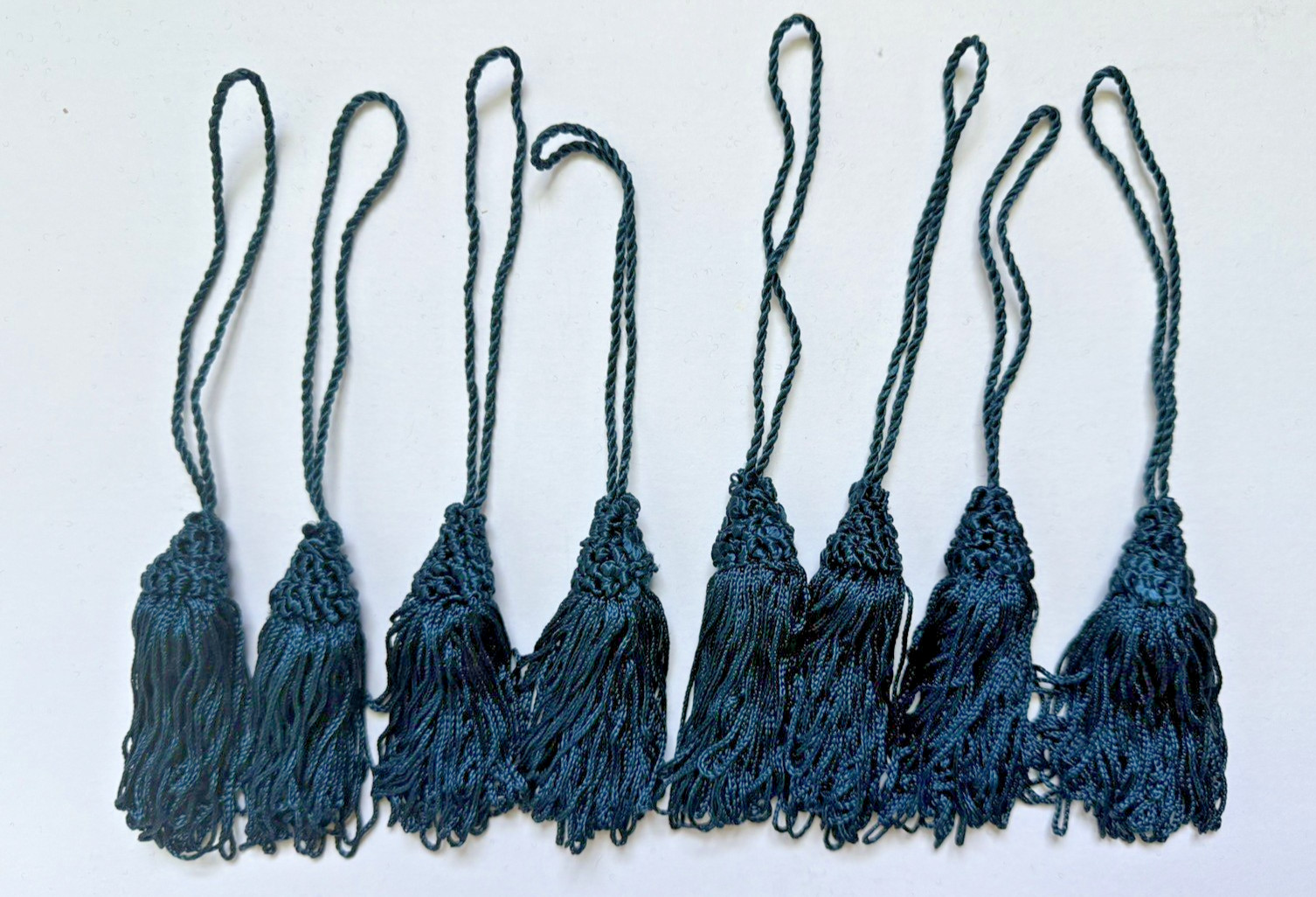 8pc Dark Teal Knot Design Tassel Home Decor Craft Trim 7″