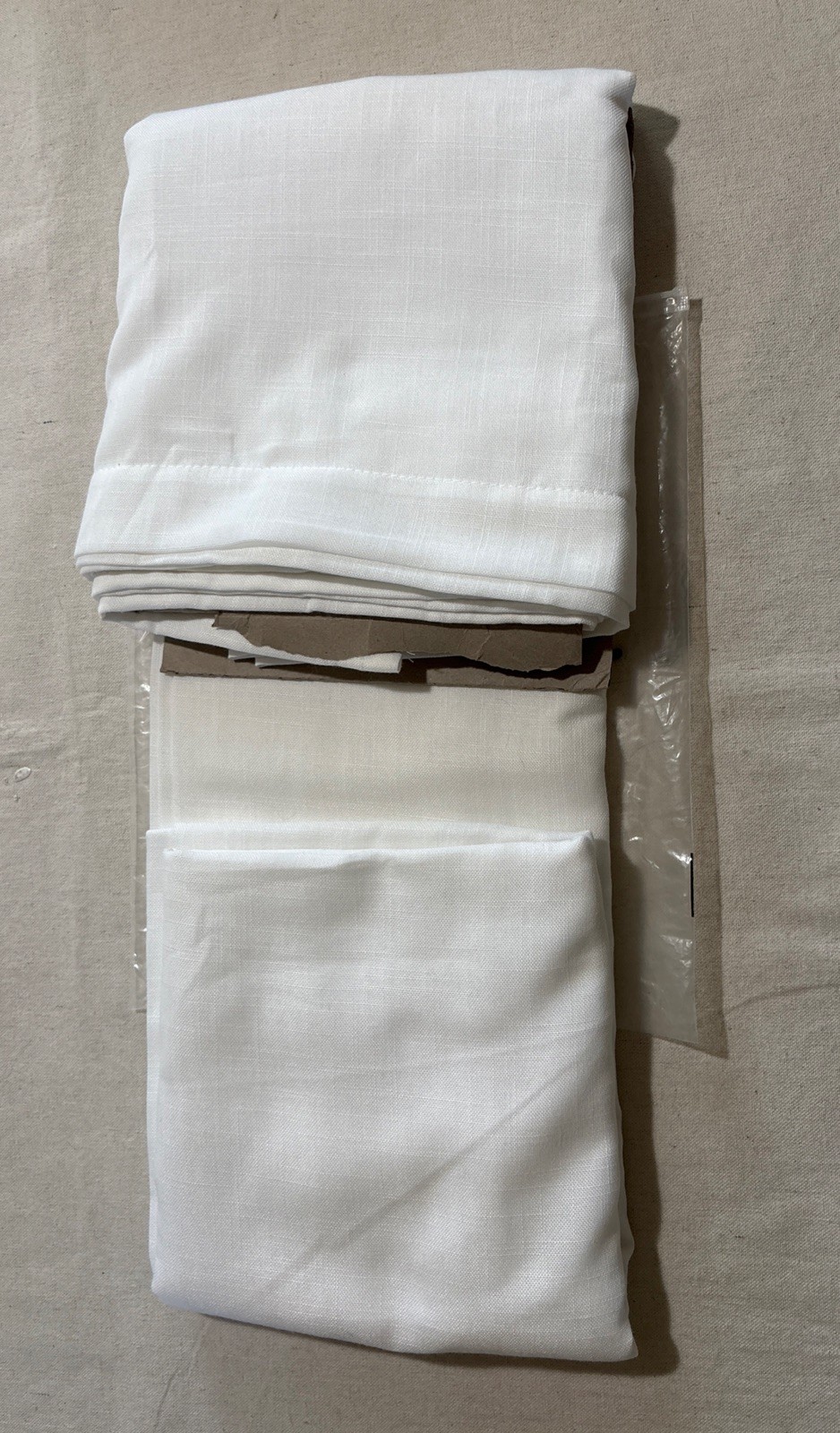 2 Panels White Curtains 92″ x52″ Back Tab Light Filtering Cotton Textu…