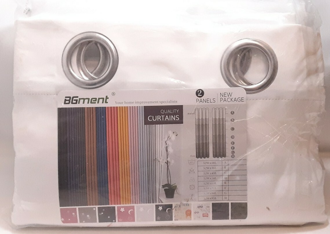 BGment White Blackout Curtains With Black Lining 2 Panels 52 W × 54 L Each