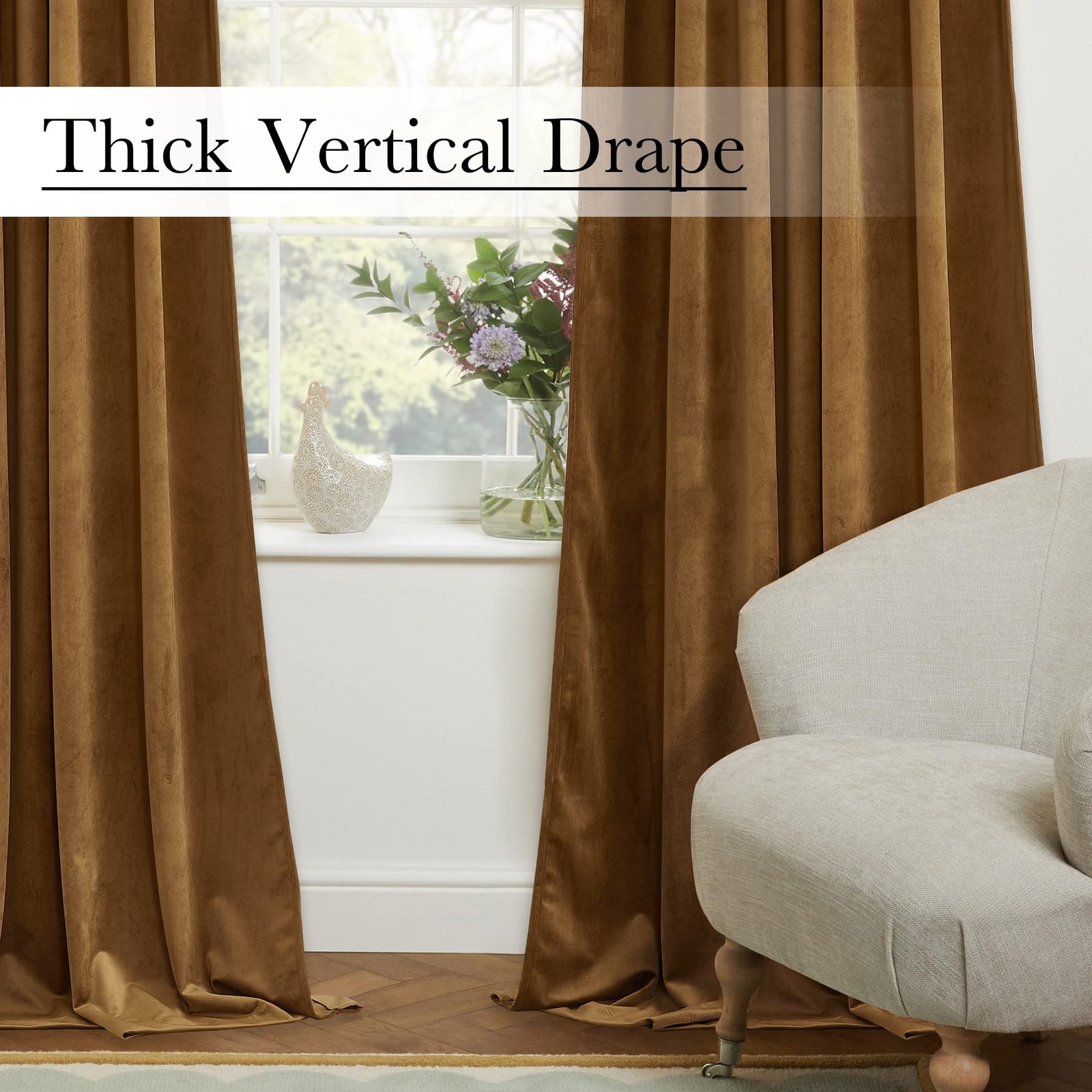StangH Velvet Curtains 84 inches – Gold Brown Blackout Thermal Insulated Window