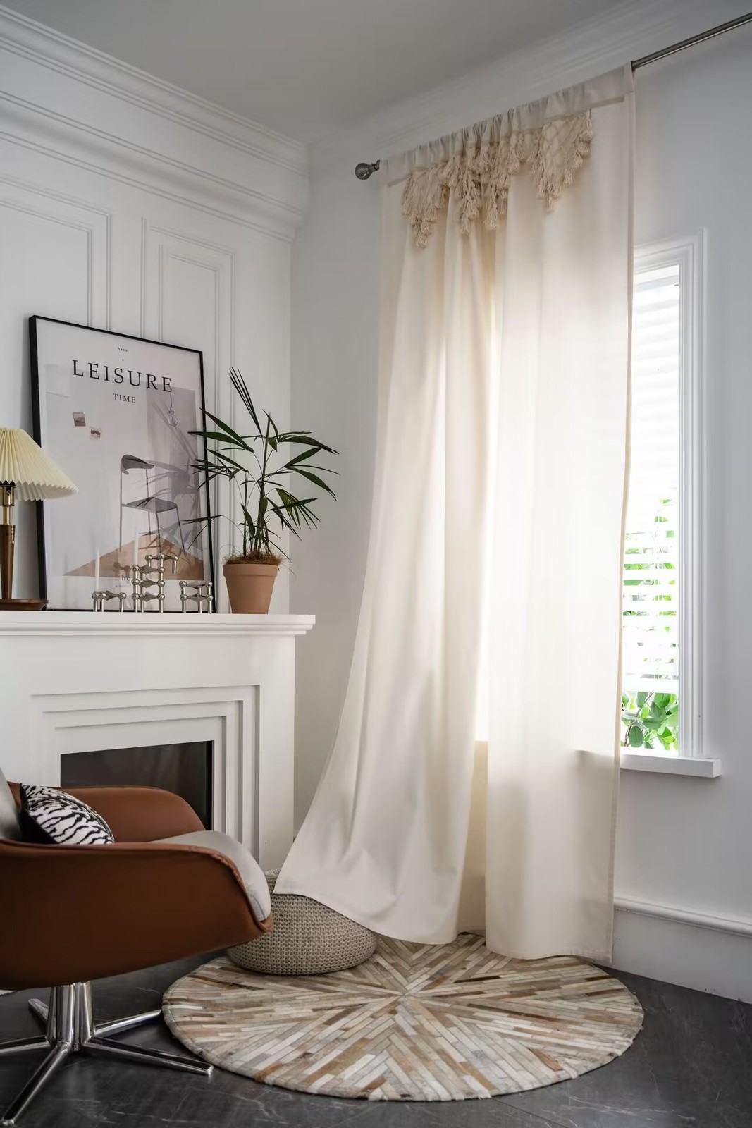 White and Fresh Window Curtain Panel 1pc – Linen Blend Light Filtering Bedroom
