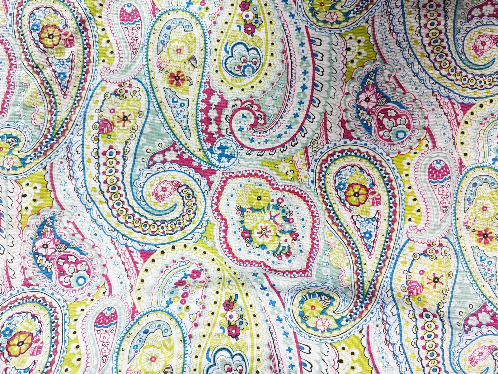 Custom Drapery Curtain Lined Panels Pink Blue Green Paisley Print 2 at 77″x102″