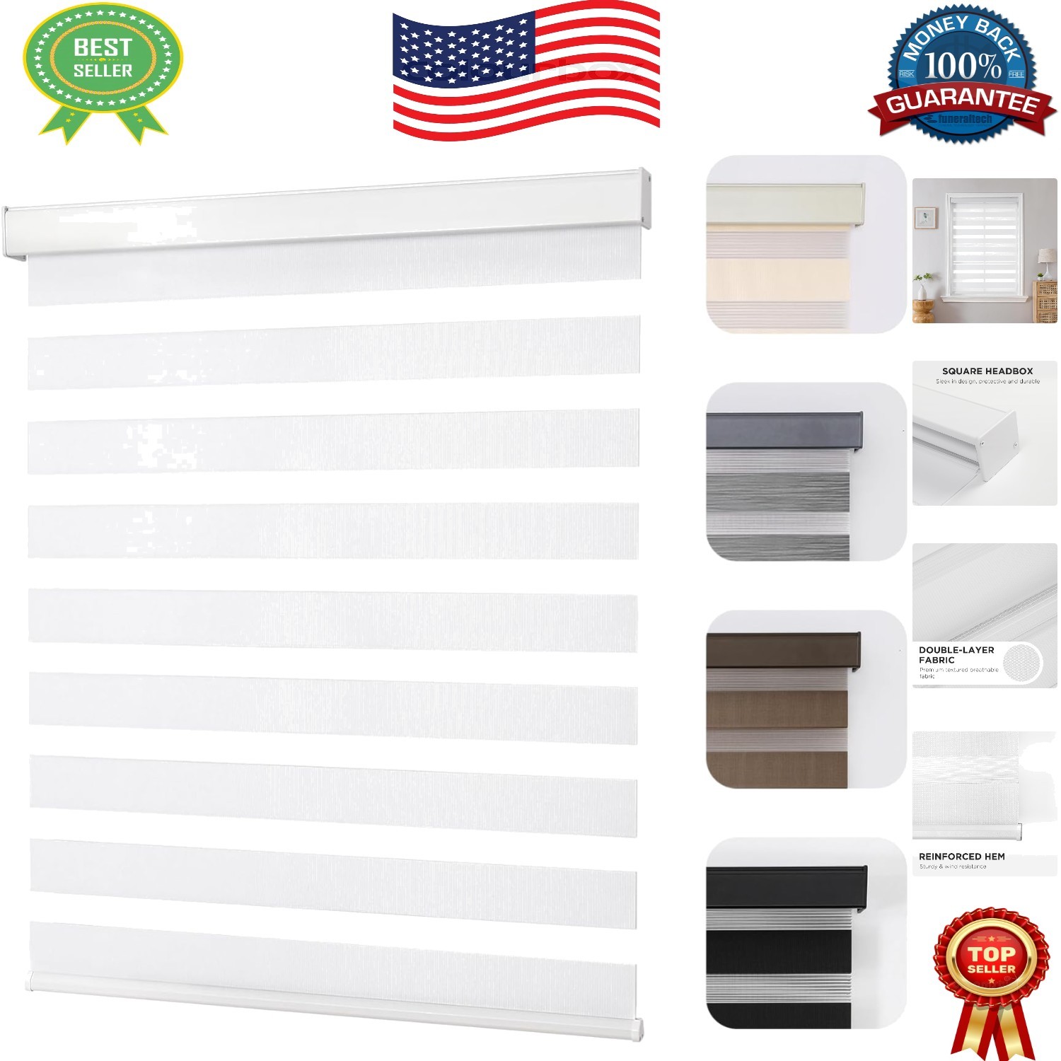 20″W x 48″H Cordless Zebra Blinds – Eco-Friendly & Fade Resistant