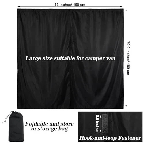 71 x 63 Van Privacy Curtain in Cab or Rear Light Blocking Cab Divider Curtains