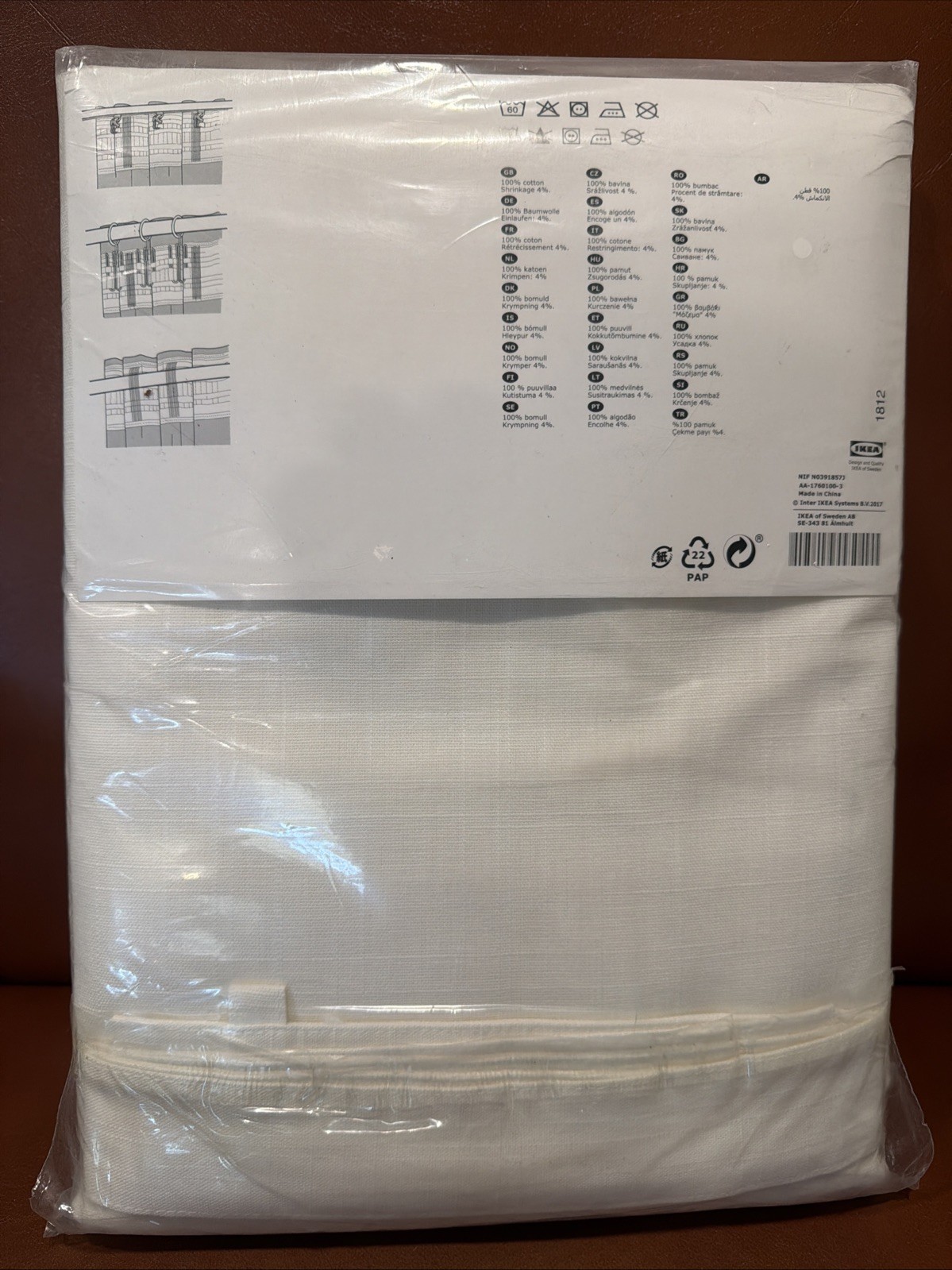 Ikea Ritva Curtains, 1 Pair, Natural White 57×65 (145 cm X 165 cm).