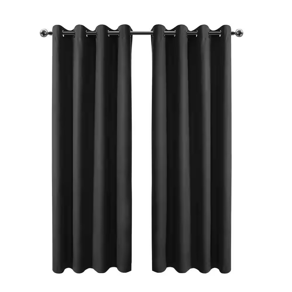 Black 34 In. W X 45 In. L Grommet Top Blackout Curtain with Room Darkening Noise