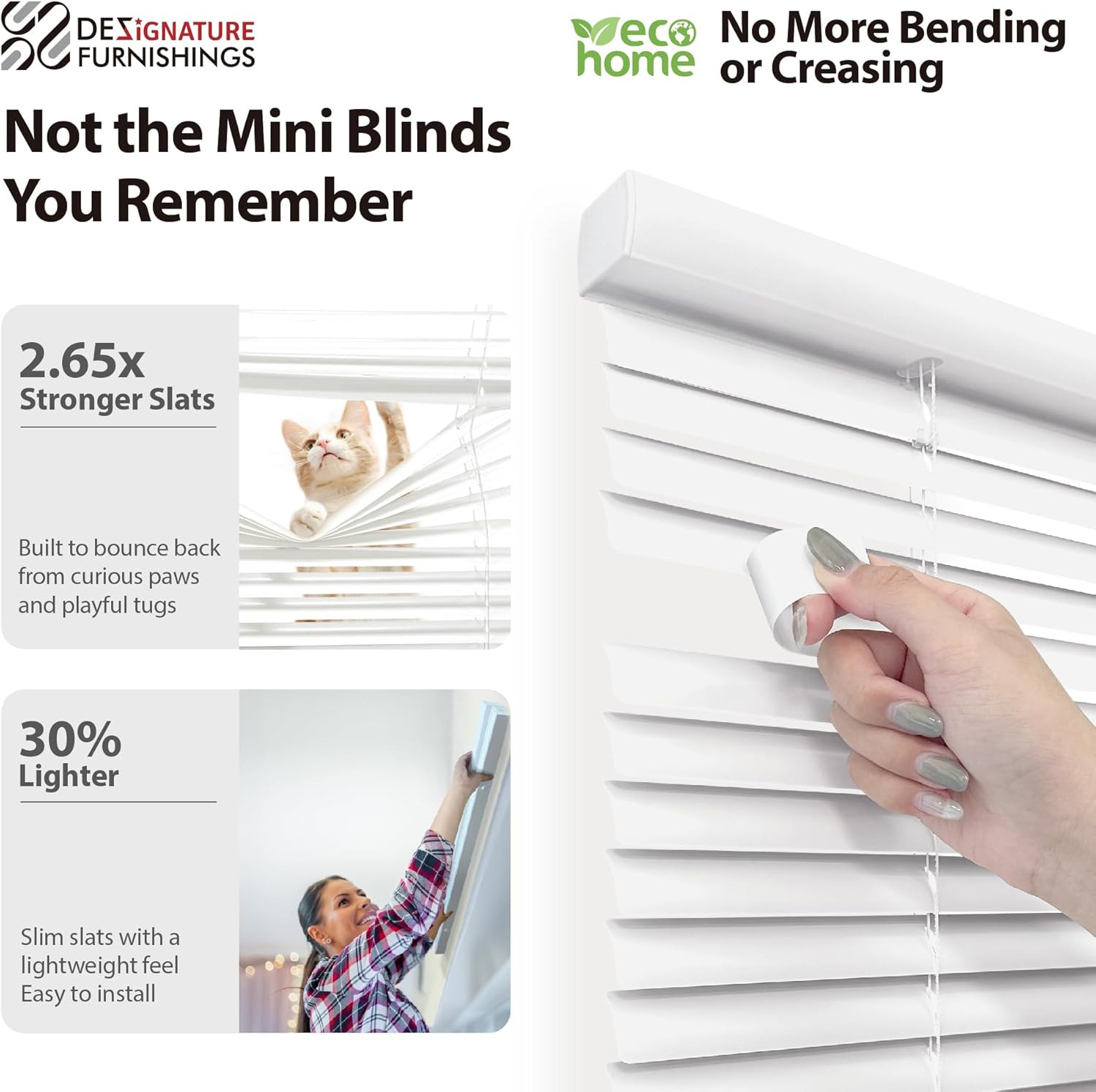 Pearl White 1″ Cordless Mini Blinds with Flexible Slats, 72″ W x 60″ H