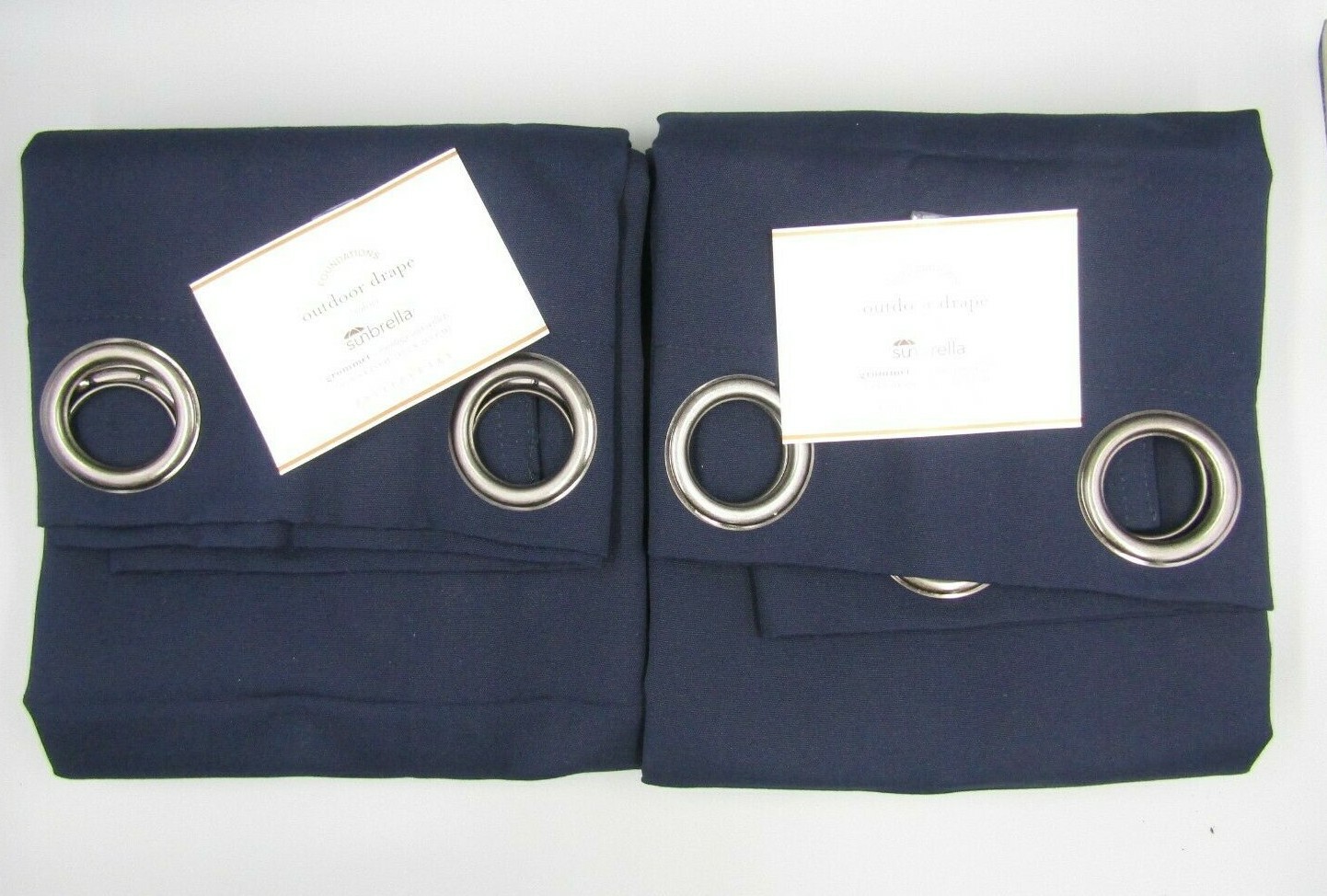 Pottery Barn Sunbrella Solid Outdoor Grommet Curtain 50 x 84″ Navy Set of 2 P362