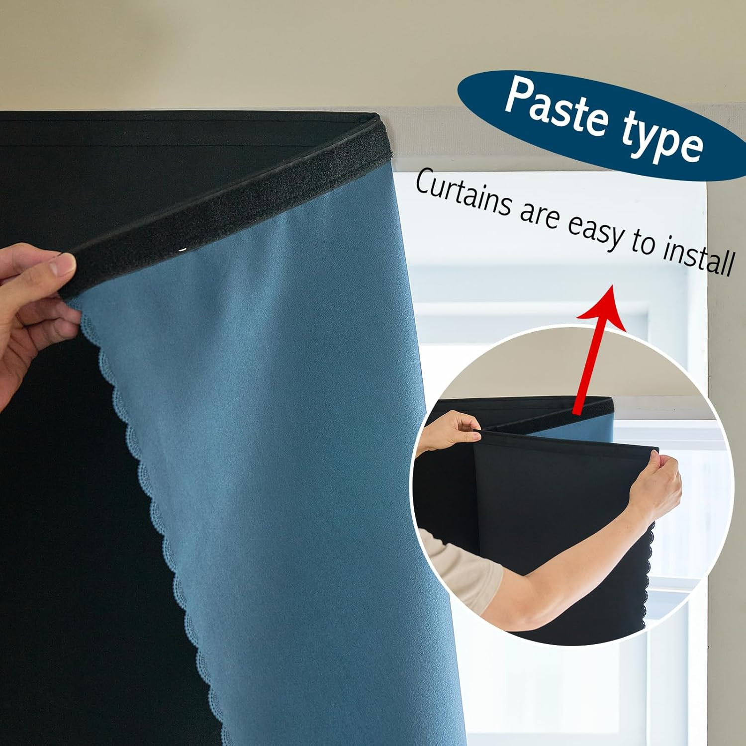 Self Adhesive Curtains 100% Blackout Shades Window Cover Sticky Curtain Portable