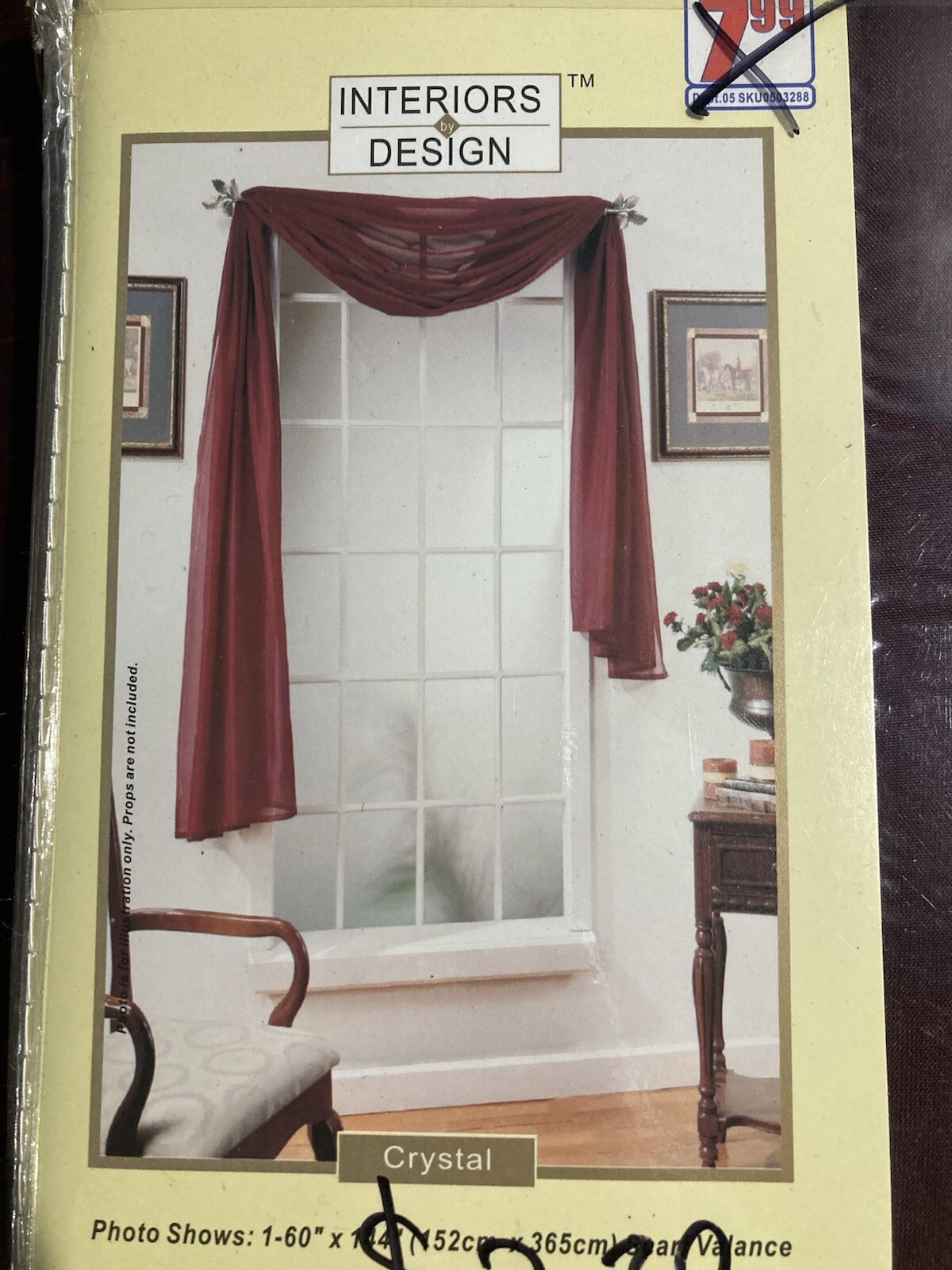 Interiors By Design Crystal One Scarf Valance 60 x 144 New