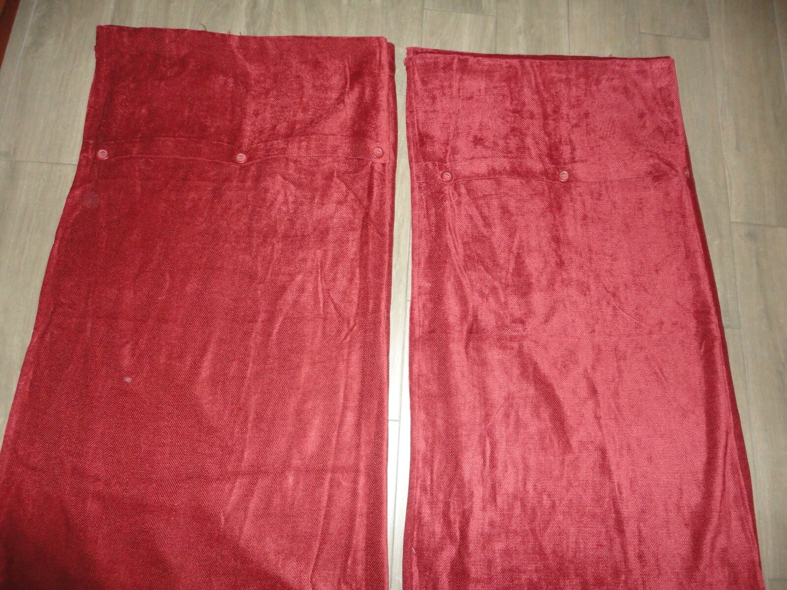 CROSCILL CHEVRON CHENILLE CLARET RED (PAIR) CURTAINS PANELS RAYON BLEND 44 X 84