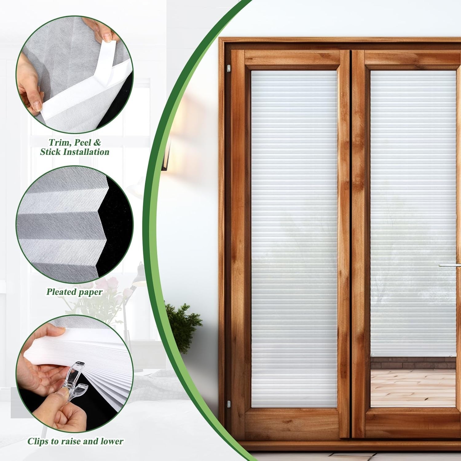 2 Pcs 23 x 110 Inches Temporary Blinds No Tools Cut to Size Fabric Paper Shad…