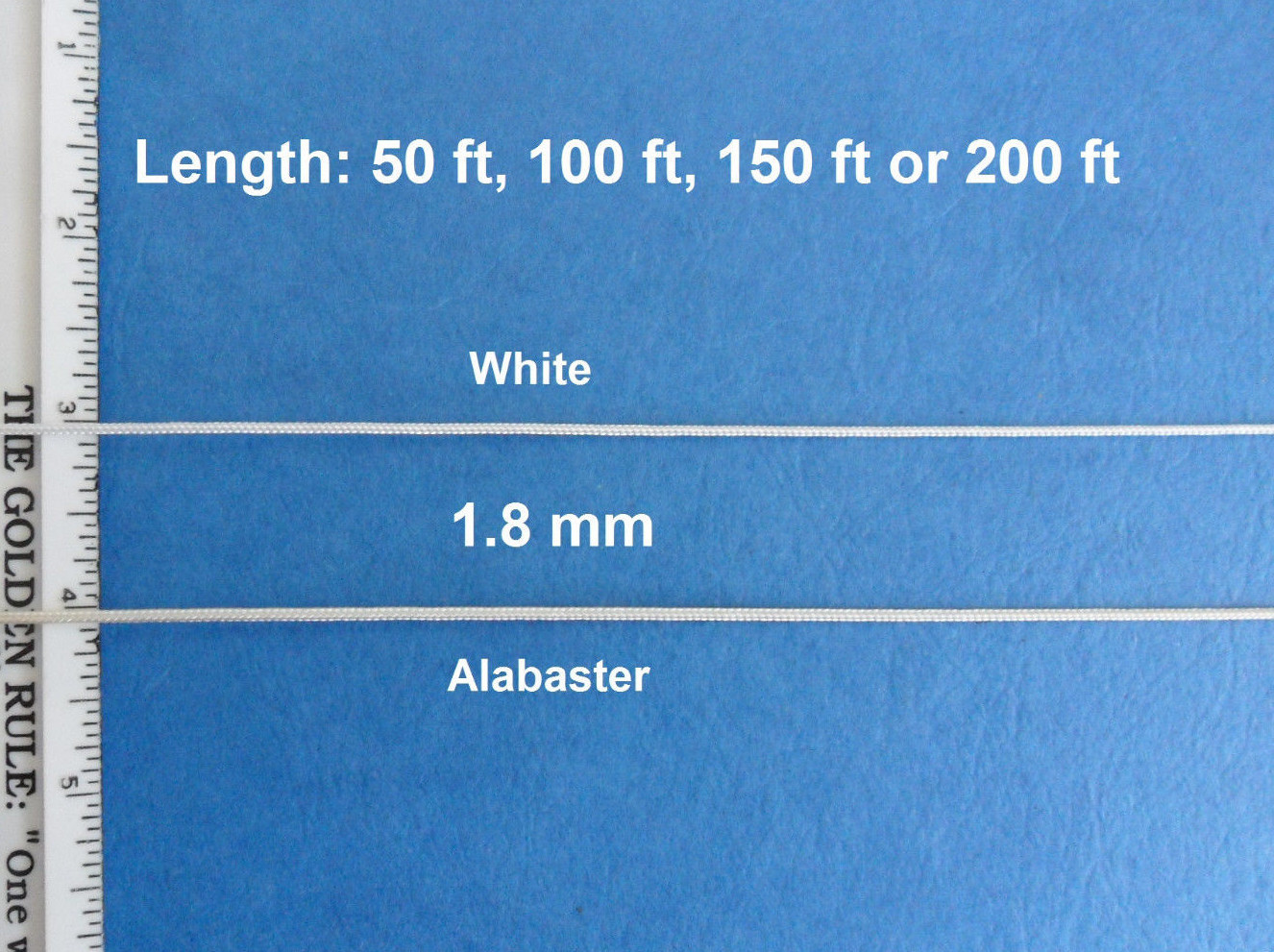 1.8 mm White or Alabaster Blinds, Roman Shades Lift & Pull Cord String 50 – 200′