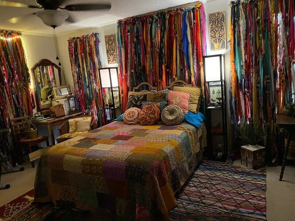 50 Strands, Bohemian gypsy rag Window Bohemian Valance Indian Backdrop curtains