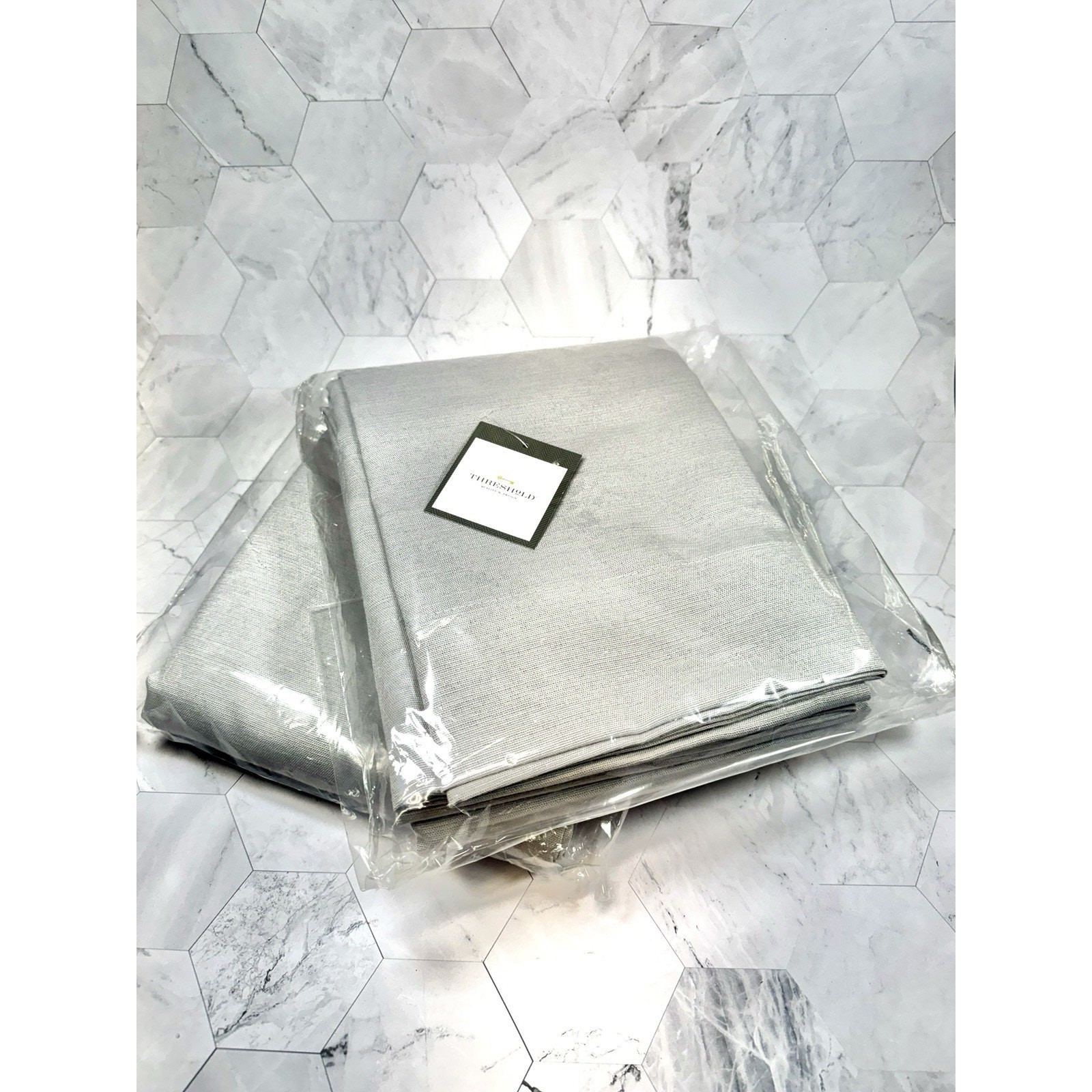 Set Of 2 Threshold Window Panel Curtains 54X95 Inches Farrah Silent Silver NEW