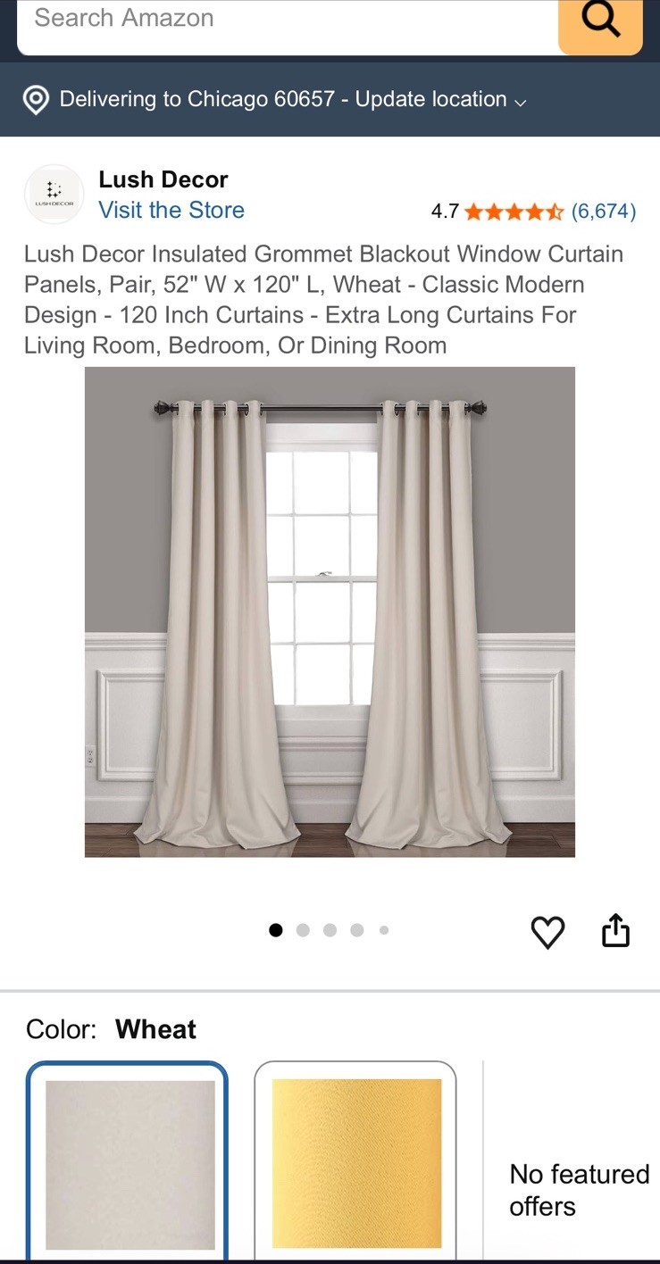 Lush Decor Insulated Grommet Blackout Window Curtain Panels Pair 120″ L Wheat