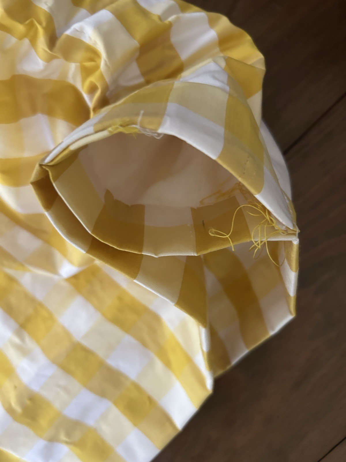 Pair Decorator Custom Made Striped Check Silk Taffeta Tassel Trim Lined