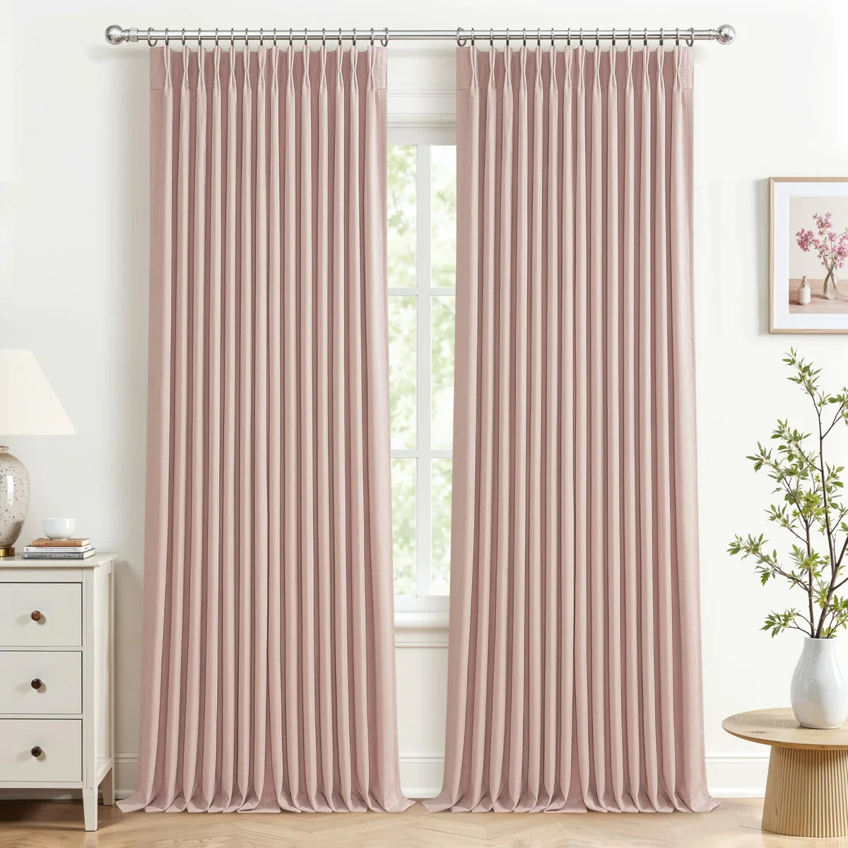 PleatedDrapes Blackout Linen Curtain Panel – Pinch Pleated