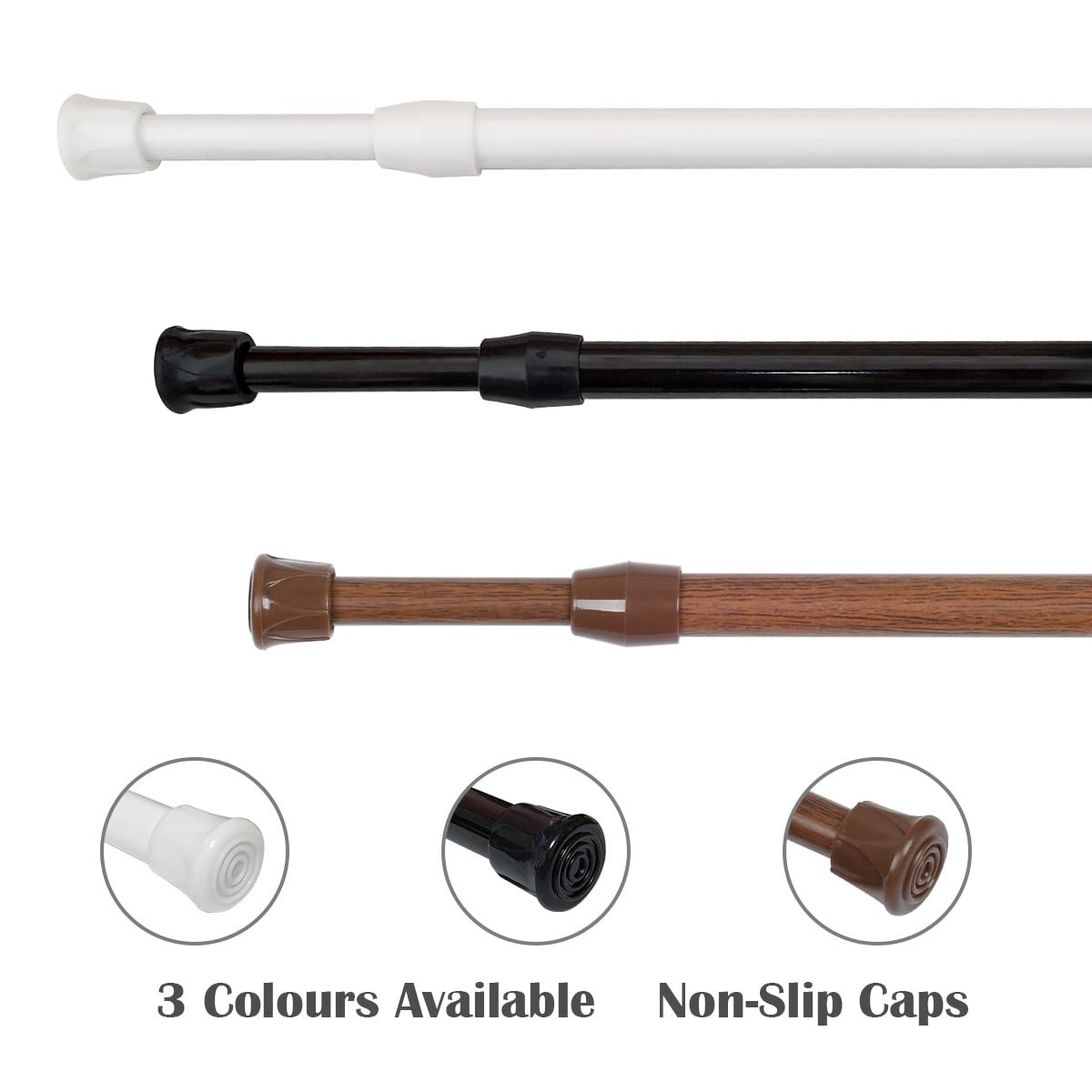 2 Pack Small Spring Tension Curtain Rod 12 to 20 Inch, Thin Tension Rod No Drill