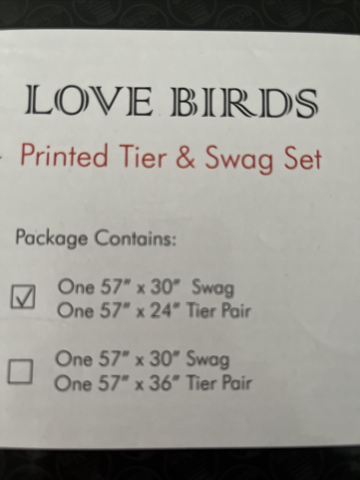 3pc Printed Curtains Set: 2Tiers &Swag 57″x30″ & 57″x24″ Love Birds, Achim”s