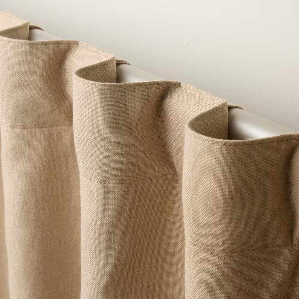 Arlo Solid Linen Texture 50 In. W X 108 In. L Polyester Blackout Taupe Curtain (