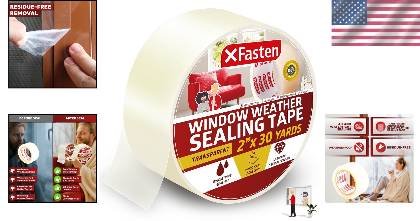 Durable Transparent Window Insulation Tape – 2″ x 30 Yards, UV & Water Resistant