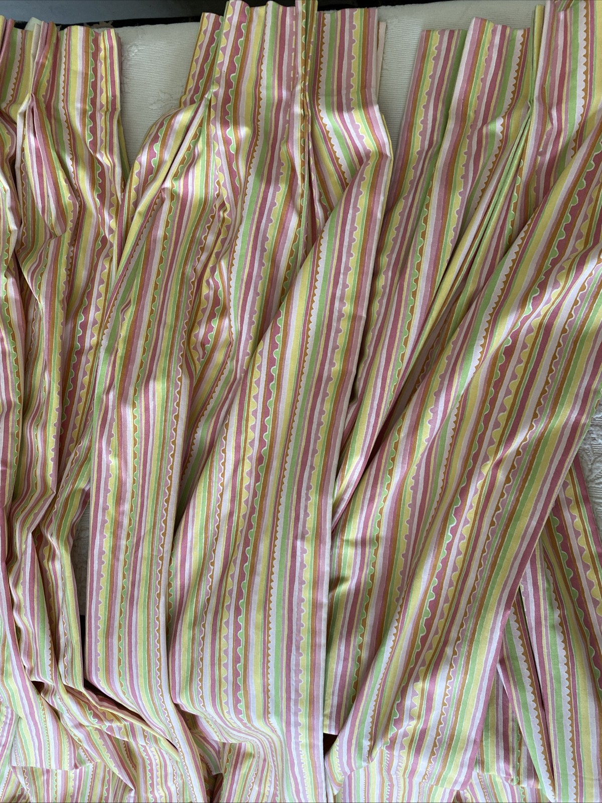 New Custom DRAPES 4 pc Pinch Pleated Lined Cotton Kids Nursery Pink Stripped 79”
