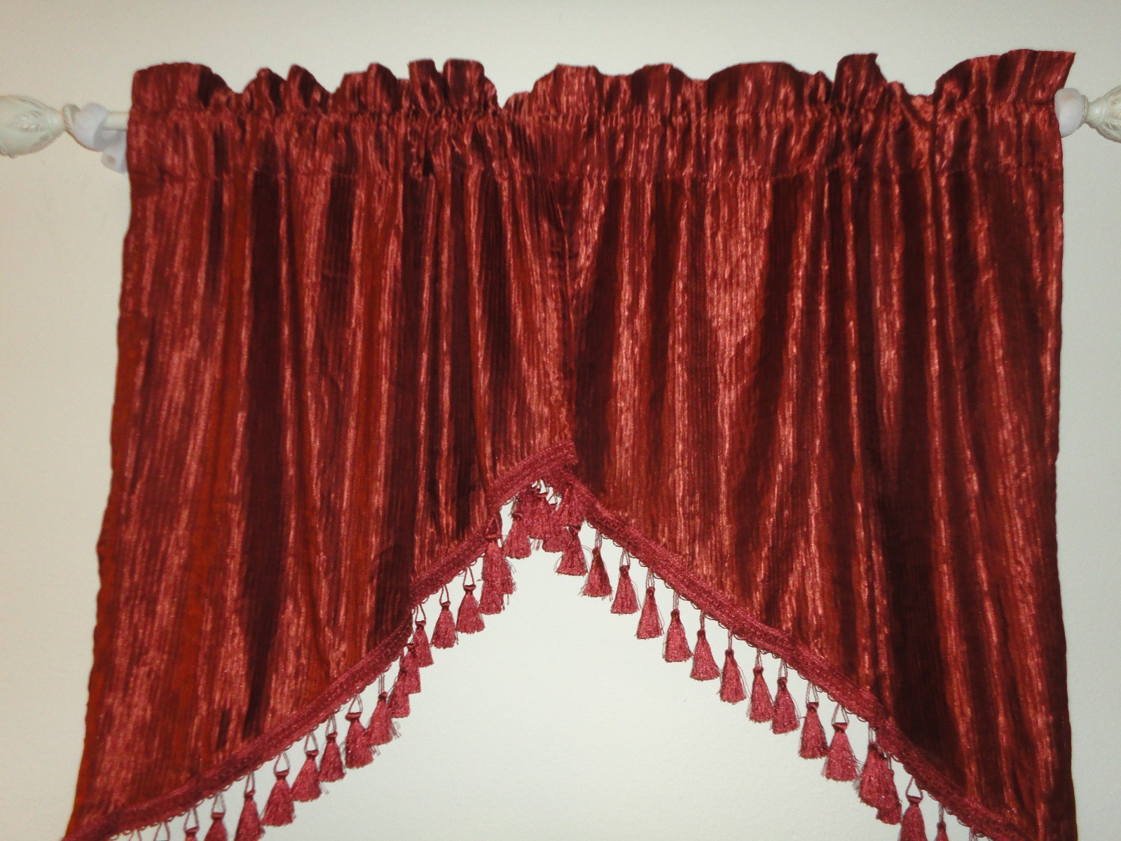CHRIS MADDEN PLEATED CINNAMON RUST BURNT ORANGE (2PC) VALANCE SET 66 X 36
