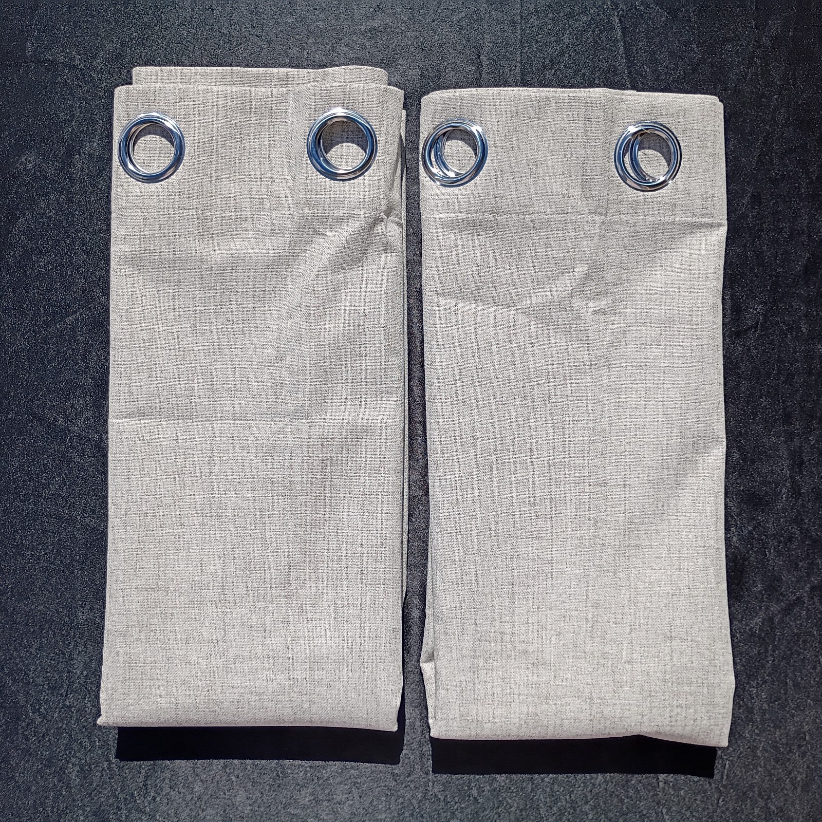 MIULEE Blackout Curtains Gray Tan Faux Linen 51 x 84 Curtain Panel Pair NEW